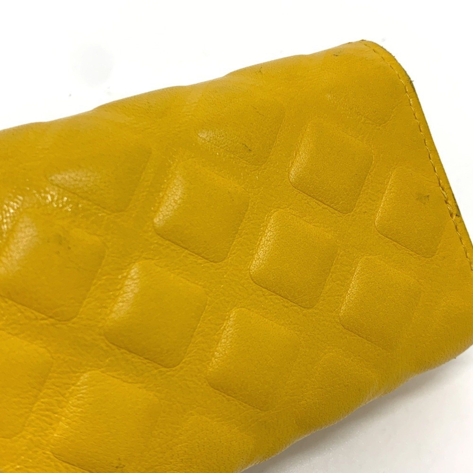 Chanel CHANEL Coco Mark Diamond CC 4-Ring Key Case with Ring, Calfskin, Women's, Yellow Size ONE SIZE - 8 Thumbnail