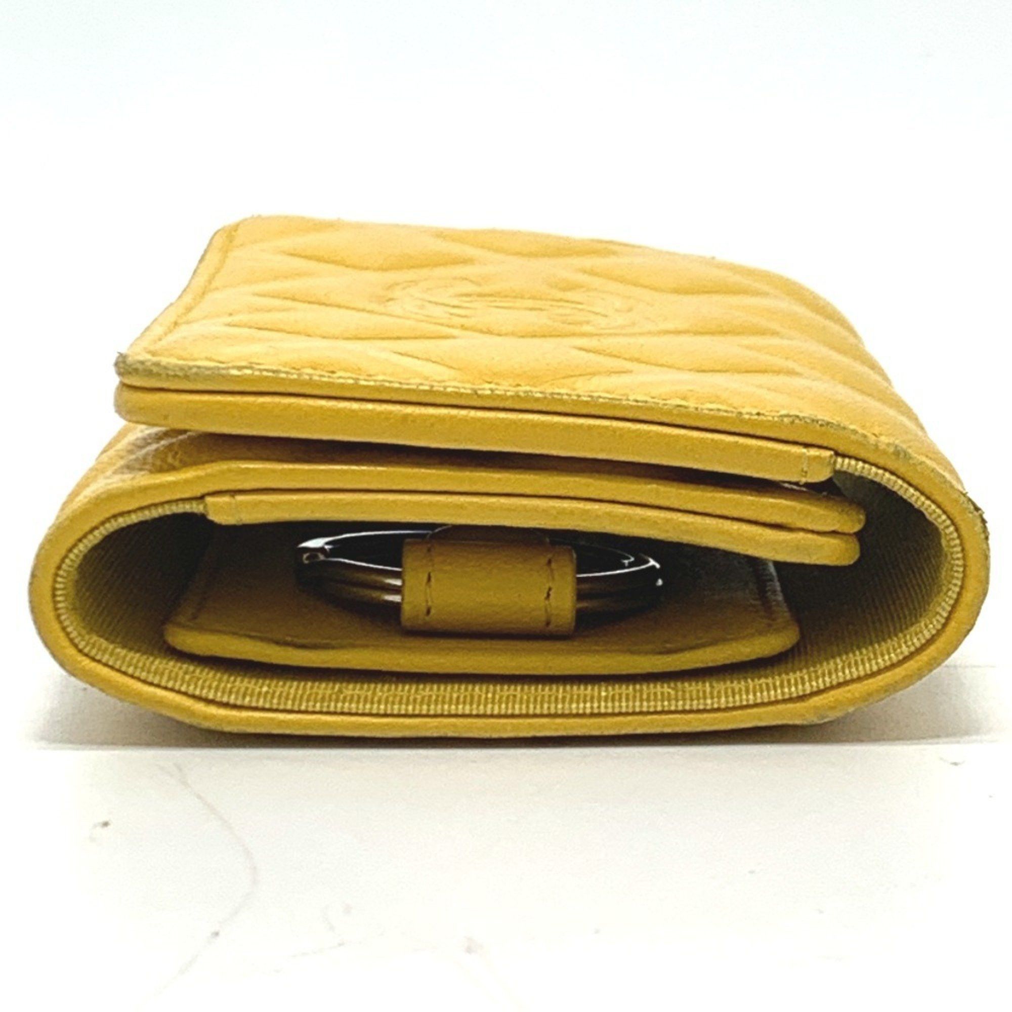 Chanel CHANEL Coco Mark Diamond CC 4-Ring Key Case with Ring, Calfskin, Women's, Yellow Size ONE SIZE - 5 Thumbnail