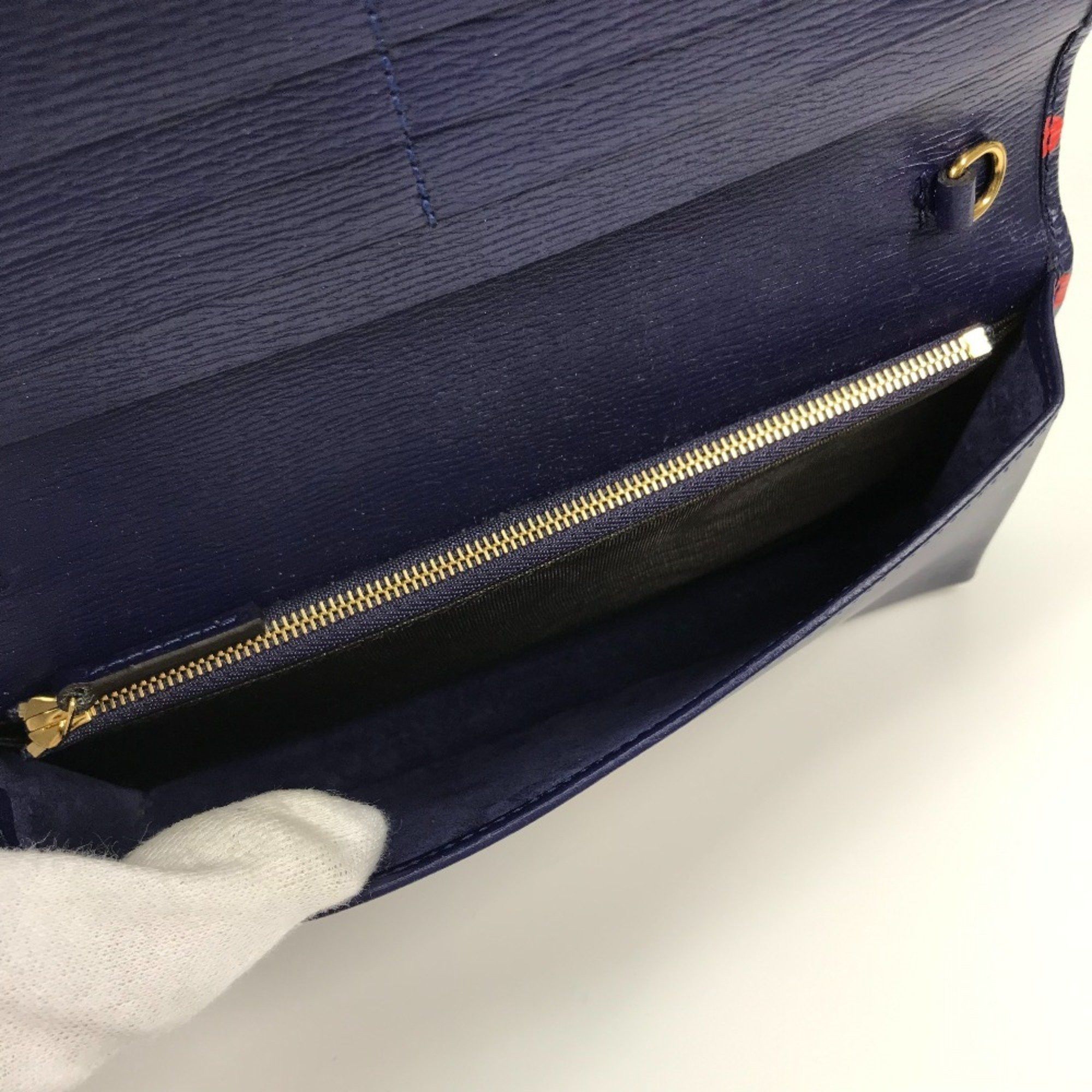 Gucci GUCCI Horsebit 1955 Dot Chain Wallet (621892) - Women's Leather Shoulder Bag in Navy and Red Like New Size ONE SIZE - 13 Thumbnail
