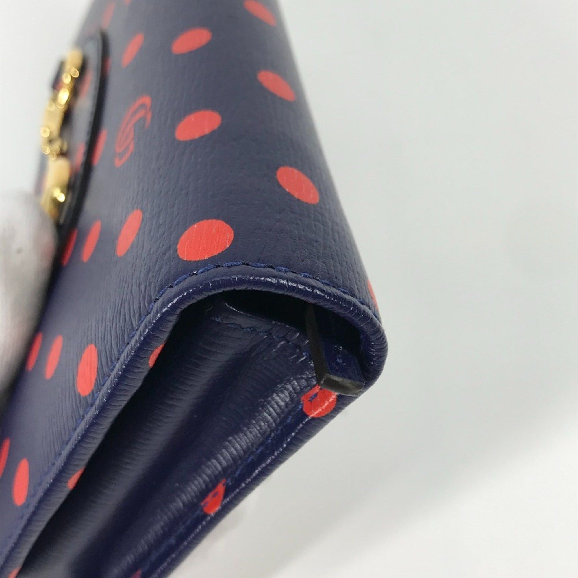 Gucci GUCCI Horsebit 1955 Dot Chain Wallet (621892) - Women's Leather Shoulder Bag in Navy and Red Like New Size ONE SIZE - 7 Thumbnail
