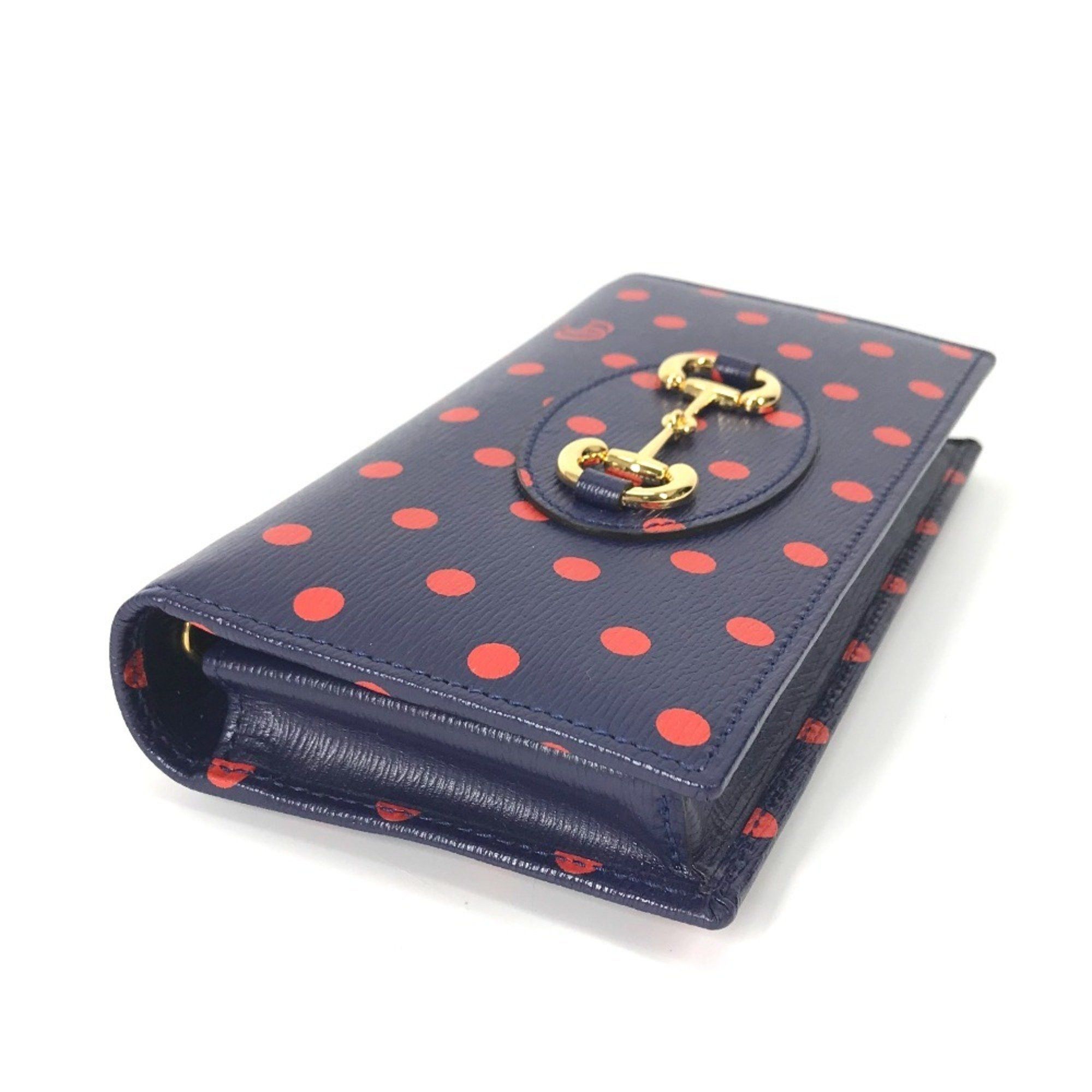 Gucci GUCCI Horsebit 1955 Dot Chain Wallet (621892) - Women's Leather Shoulder Bag in Navy and Red Like New Size ONE SIZE - 5 Thumbnail