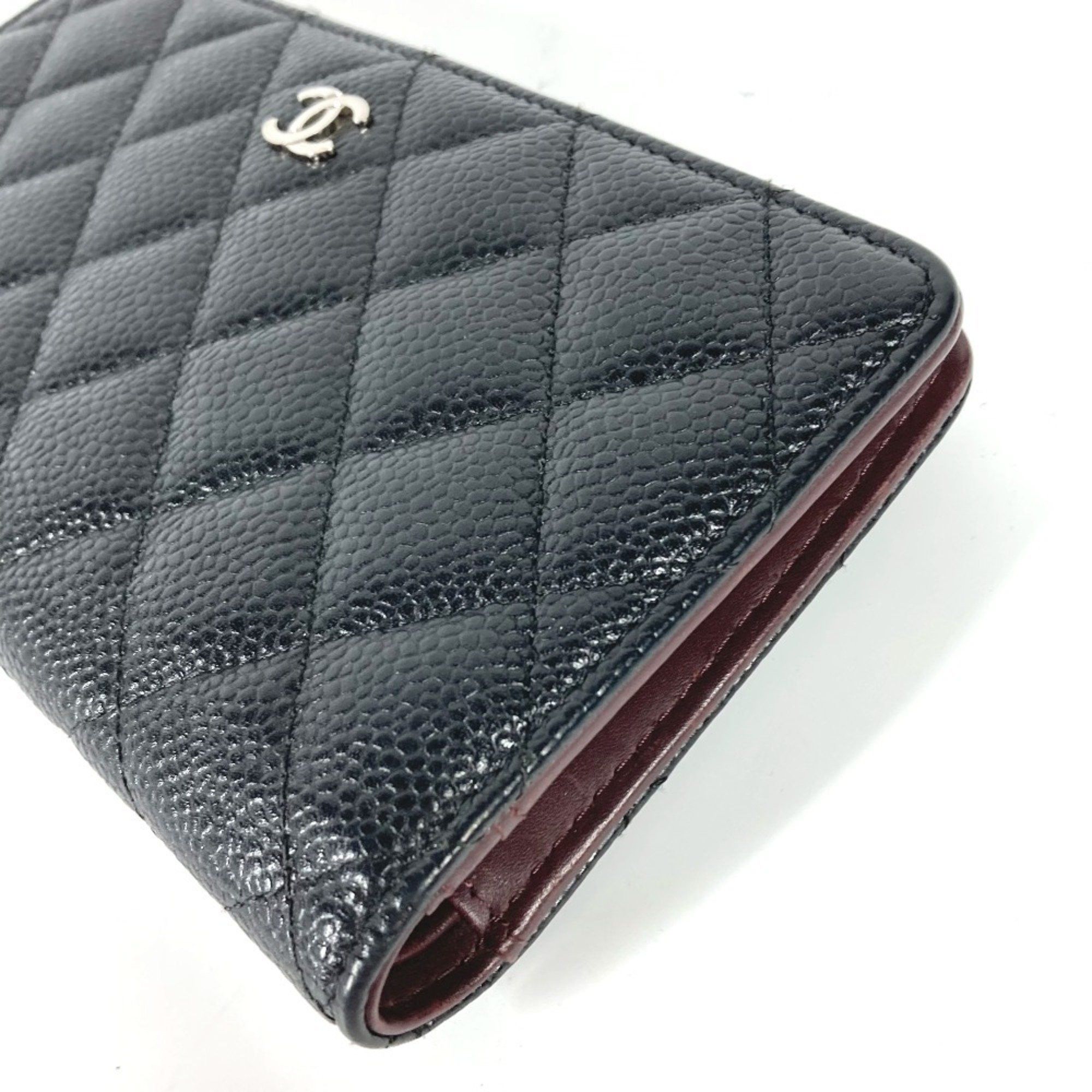 Chanel CHANEL CC Coco Mark Matelasse Quilted Bifold Long Wallet in Caviar Leather, Women's, Black Size ONE SIZE - 2 Thumbnail