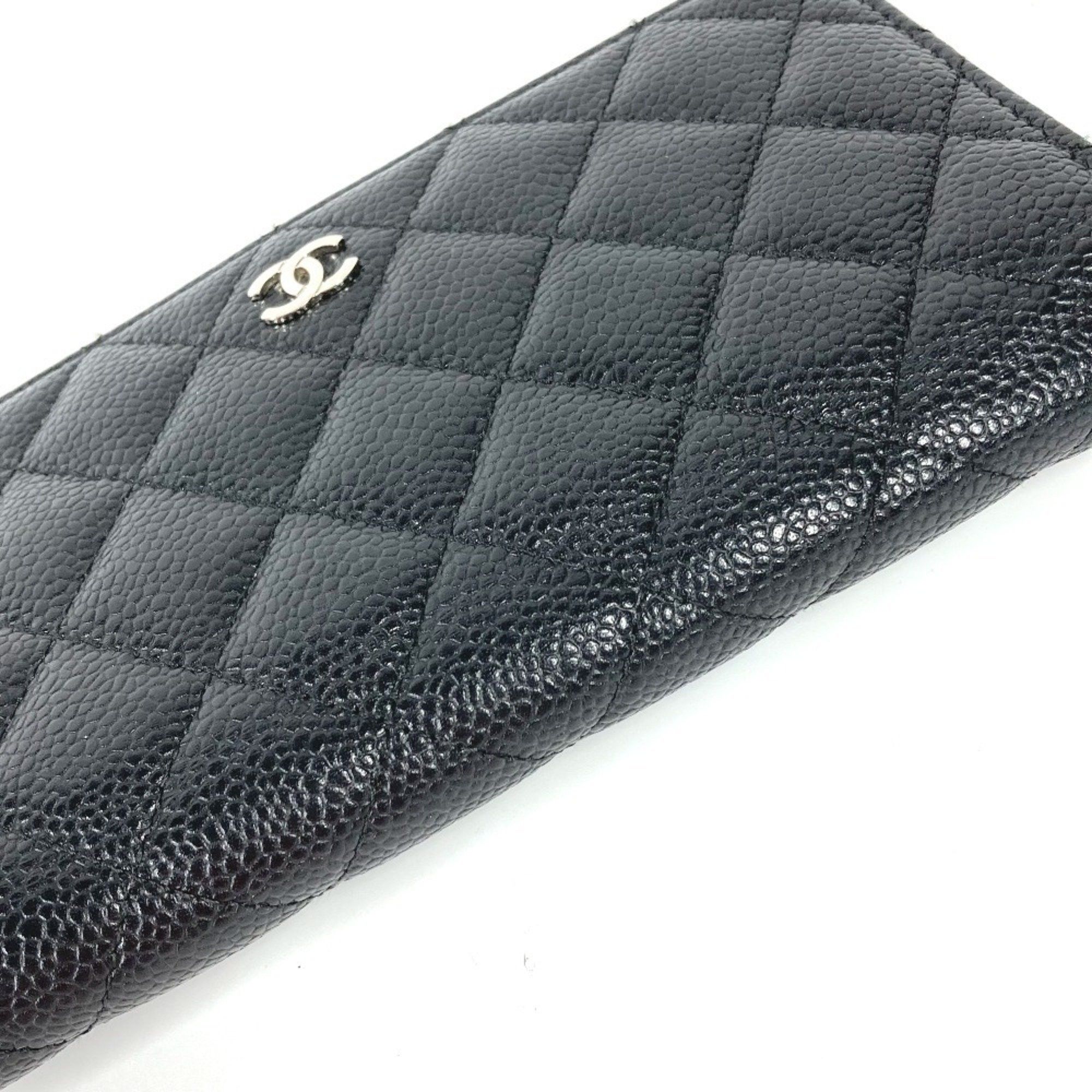Chanel CHANEL CC Coco Mark Matelasse Quilted Bifold Long Wallet in Caviar Leather, Women's, Black Size ONE SIZE - 3 Thumbnail