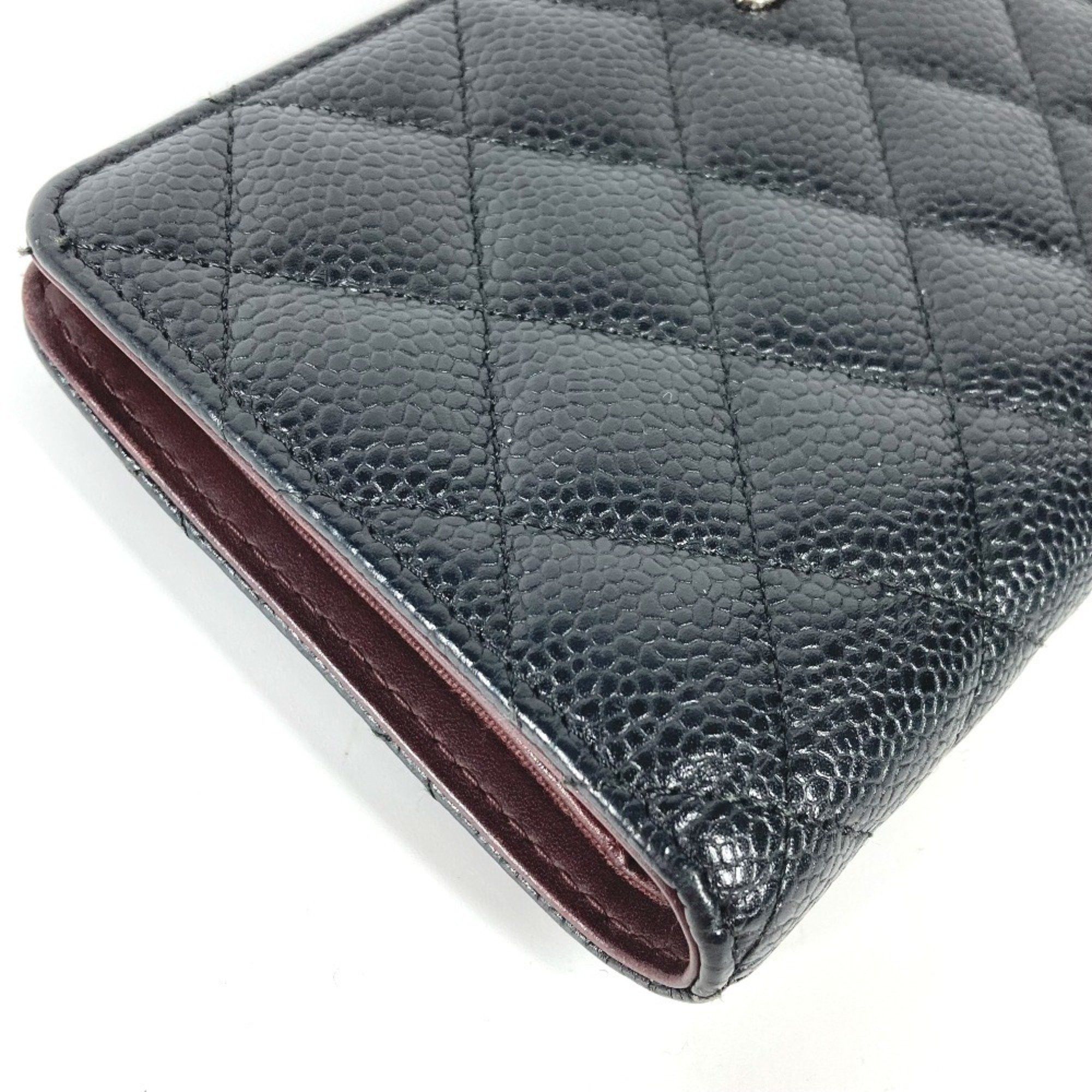 Chanel CHANEL CC Coco Mark Matelasse Quilted Bifold Long Wallet in Caviar Leather, Women's, Black Size ONE SIZE - 4 Thumbnail
