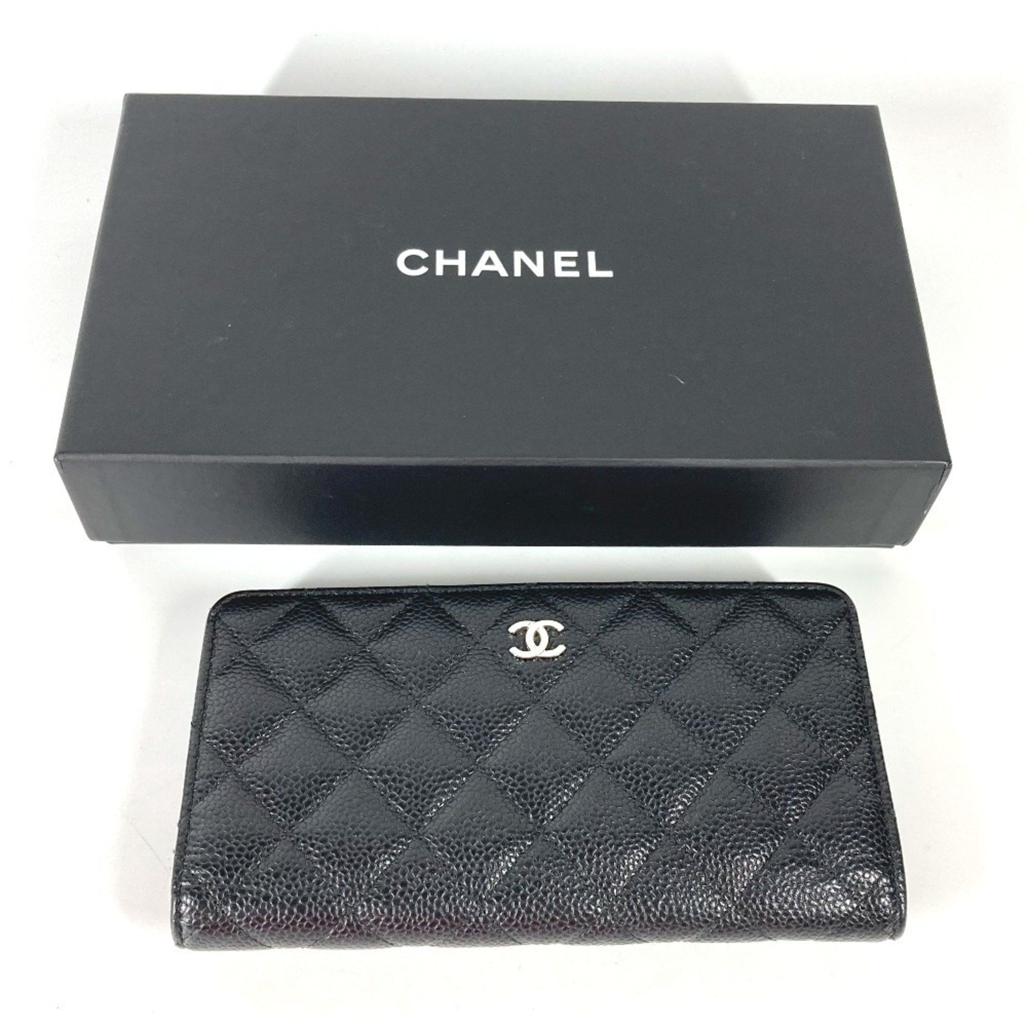 Chanel CHANEL CC Coco Mark Matelasse Quilted Bifold Long Wallet in Caviar Leather, Women's, Black Size ONE SIZE - 5 Thumbnail