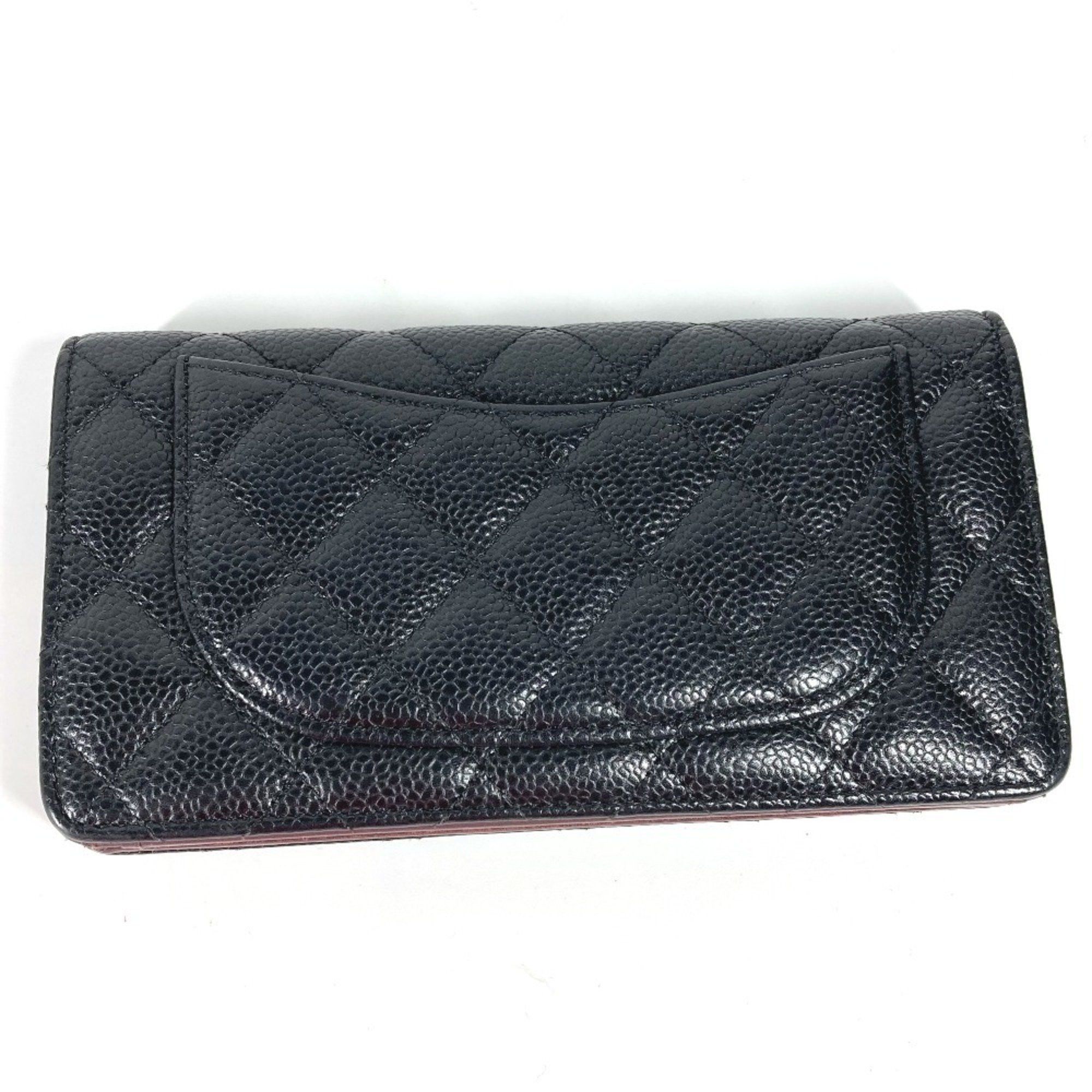 Chanel CHANEL CC Coco Mark Matelasse Quilted Bifold Long Wallet in Caviar Leather, Women's, Black Size ONE SIZE - 7 Thumbnail