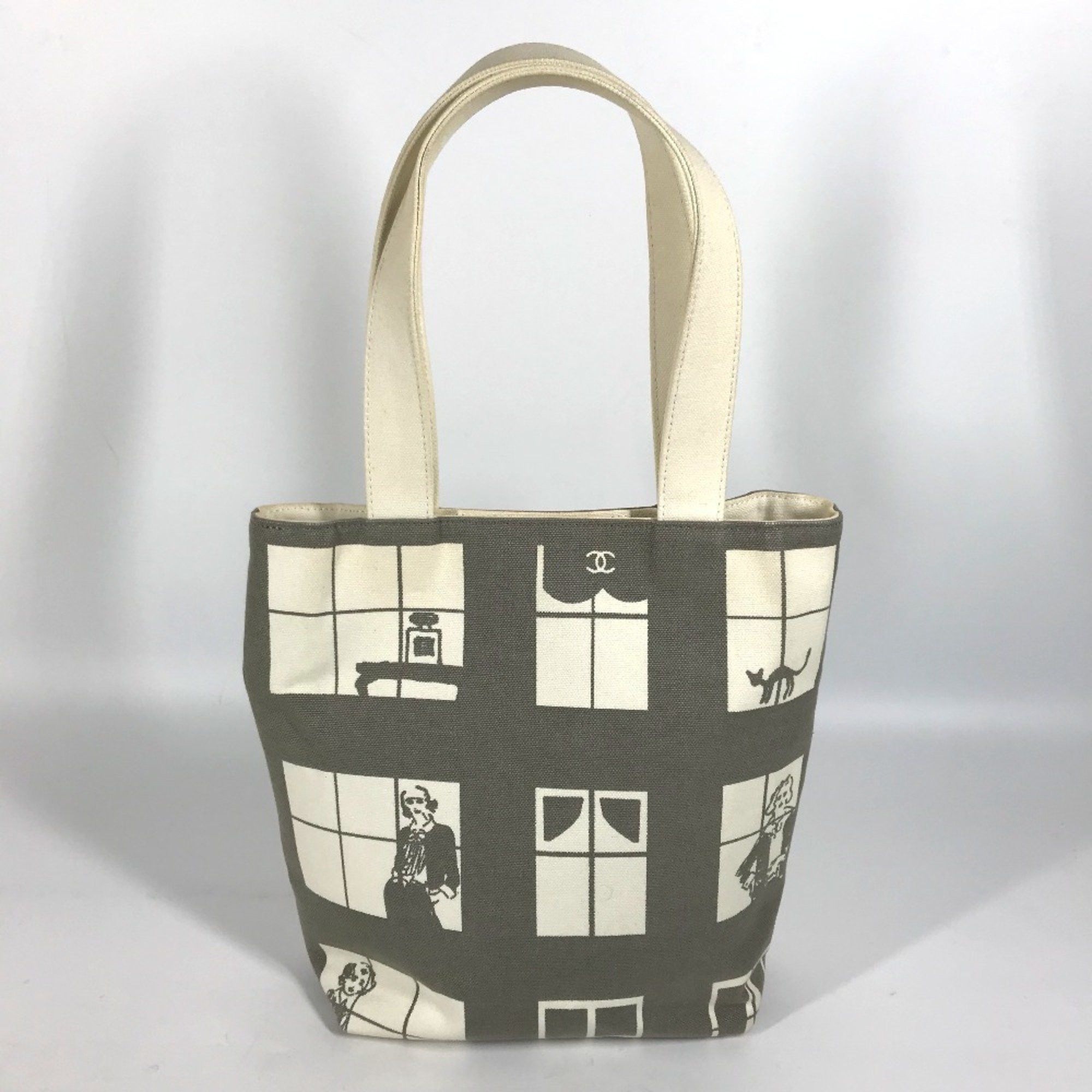 CHANEL Windows Line Handbag, Tote Bag, Shoulder Canvas, Women's