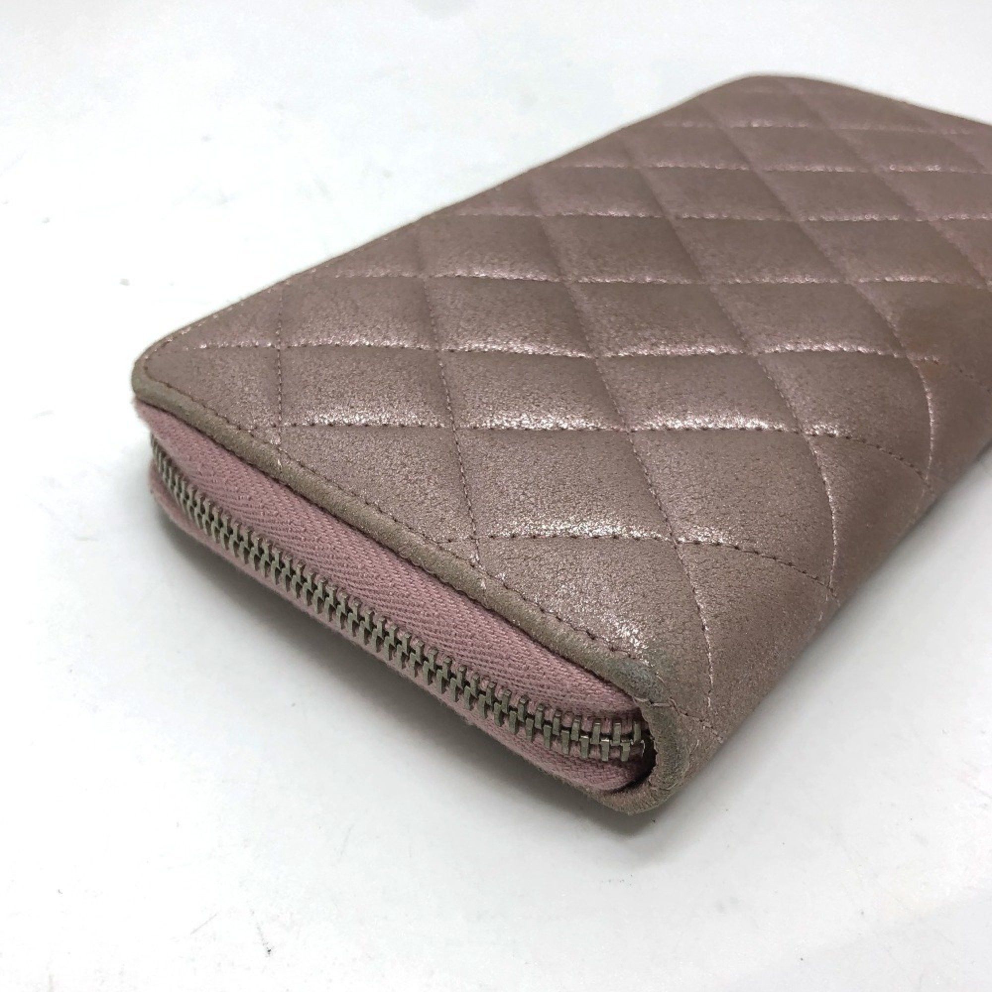 Chanel CHANEL A80003 Coco Mark Chain Me Matelasse Round Zip Long Wallet Leather Women's Pink Size ONE SIZE - 6 Thumbnail