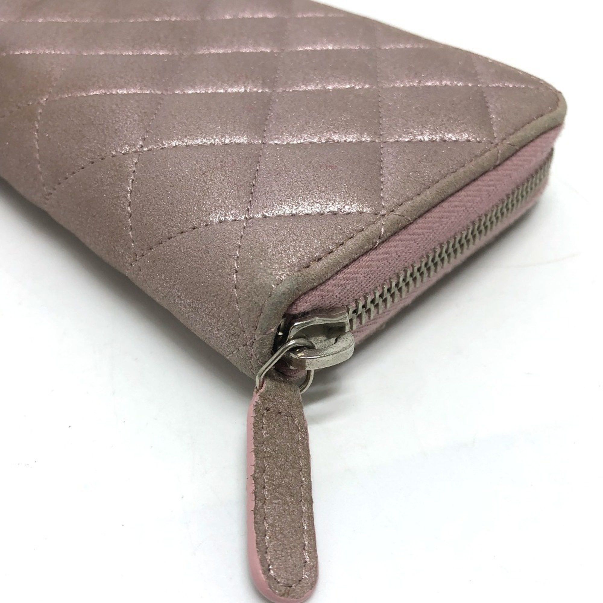 Chanel CHANEL A80003 Coco Mark Chain Me Matelasse Round Zip Long Wallet Leather Women's Pink Size ONE SIZE - 5 Thumbnail