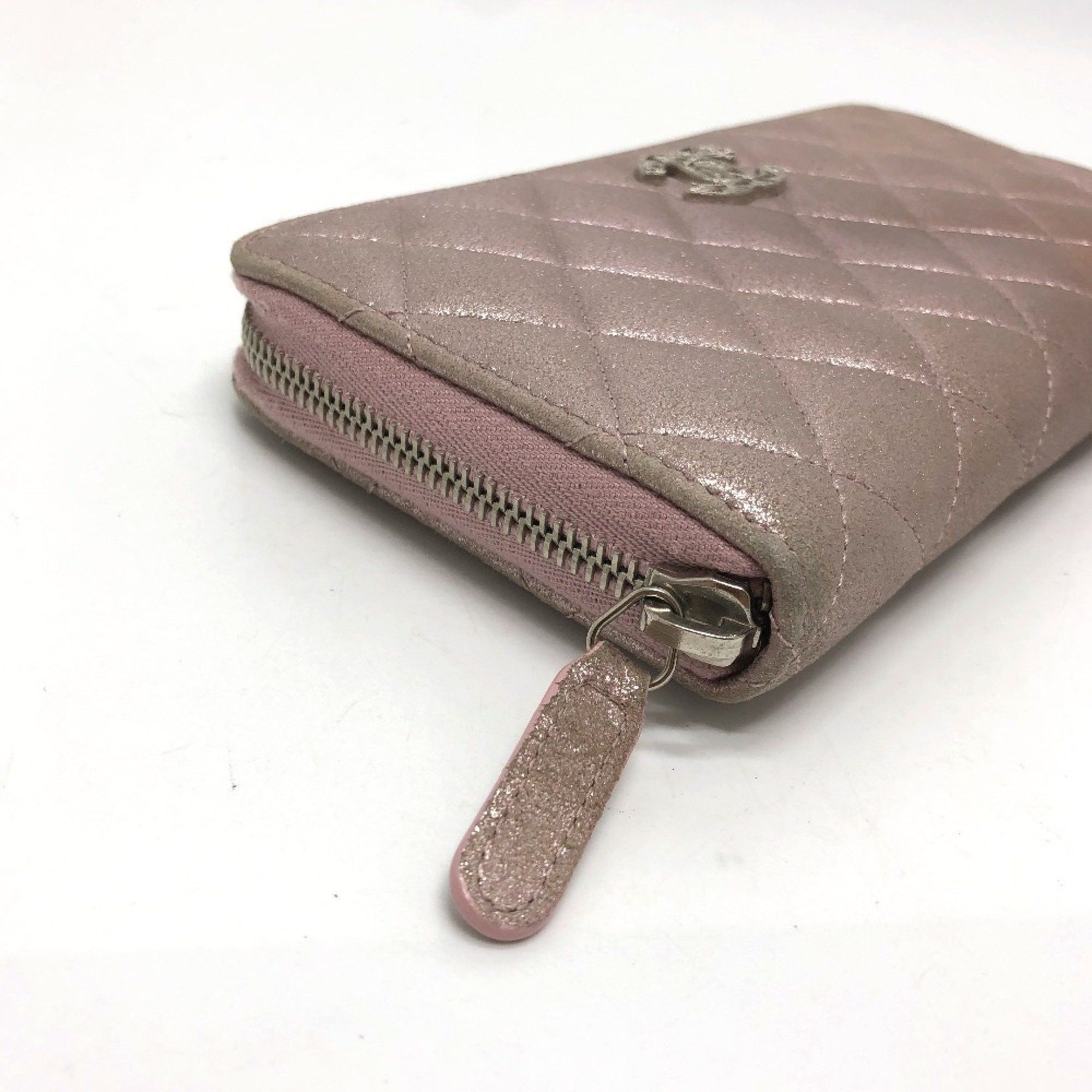 Chanel CHANEL A80003 Coco Mark Chain Me Matelasse Round Zip Long Wallet Leather Women's Pink Size ONE SIZE - 4 Thumbnail