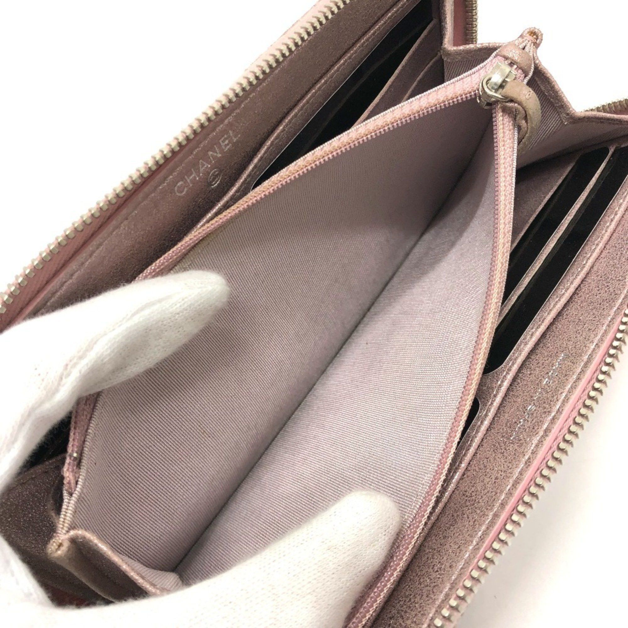 Chanel CHANEL A80003 Coco Mark Chain Me Matelasse Round Zip Long Wallet Leather Women's Pink Size ONE SIZE - 13 Thumbnail