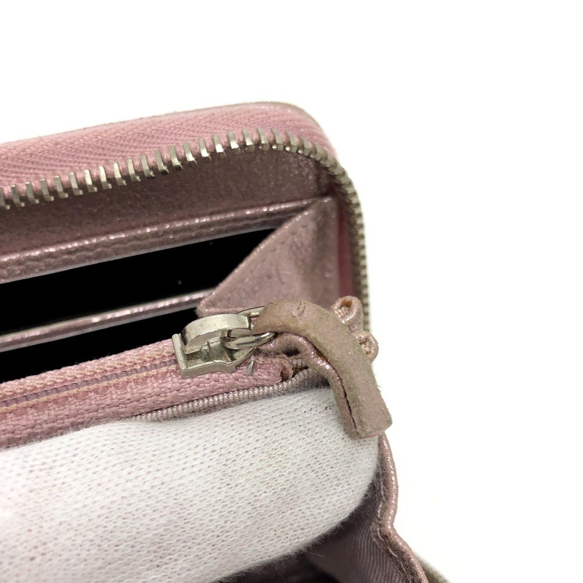 Chanel CHANEL A80003 Coco Mark Chain Me Matelasse Round Zip Long Wallet Leather Women's Pink Size ONE SIZE - 10 Thumbnail
