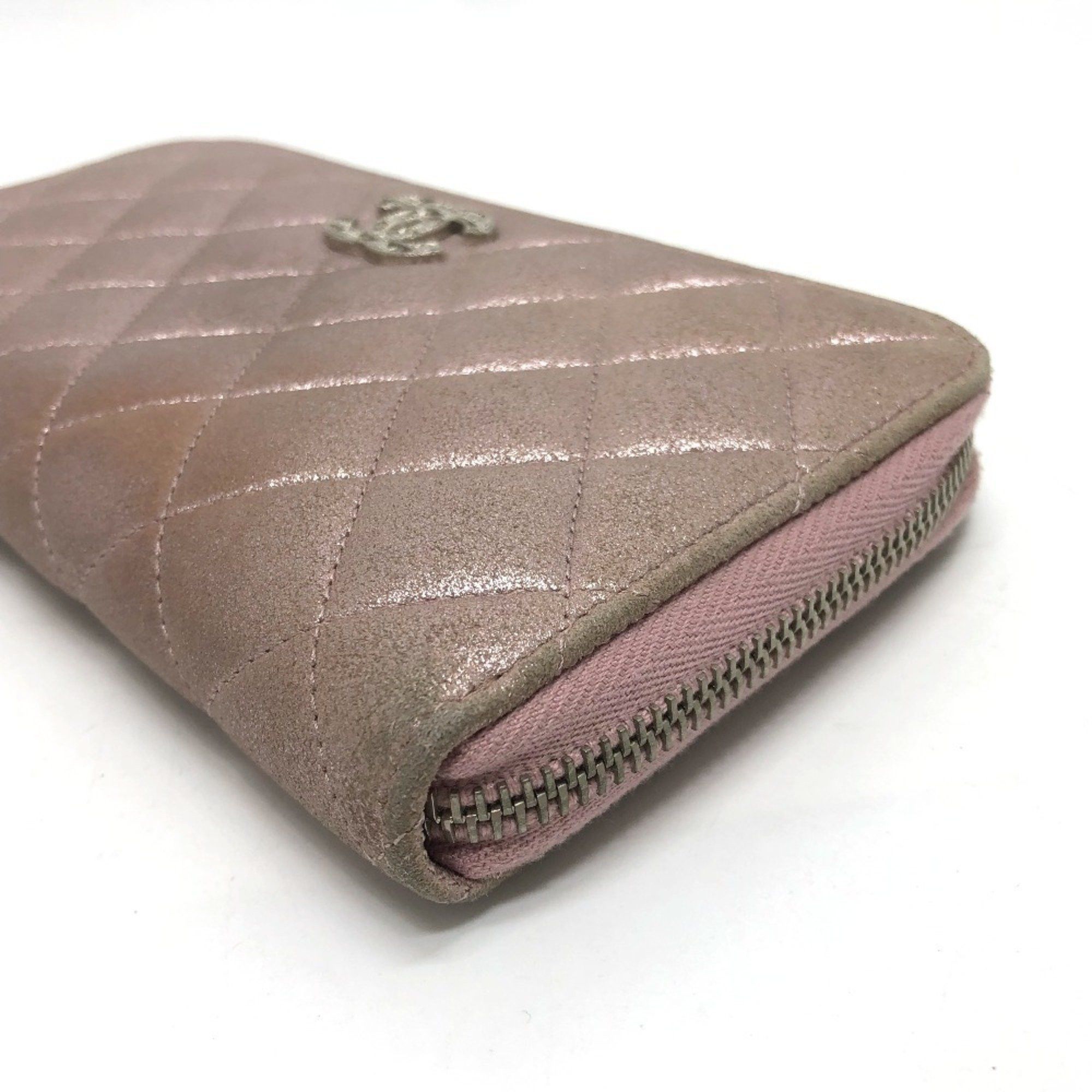 Chanel CHANEL A80003 Coco Mark Chain Me Matelasse Round Zip Long Wallet Leather Women's Pink Size ONE SIZE - 3 Thumbnail