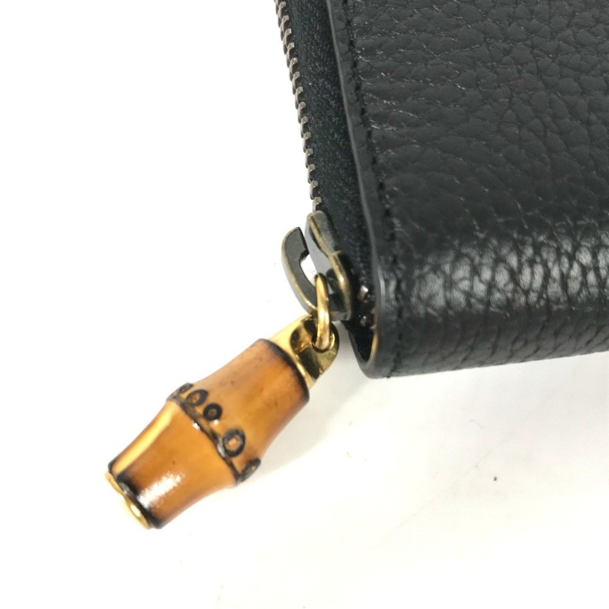 Gucci GUCCI 739499 GG Marmont Bamboo Round Zip Long Wallet in Leather, Navy Size ONE SIZE - 4 Thumbnail