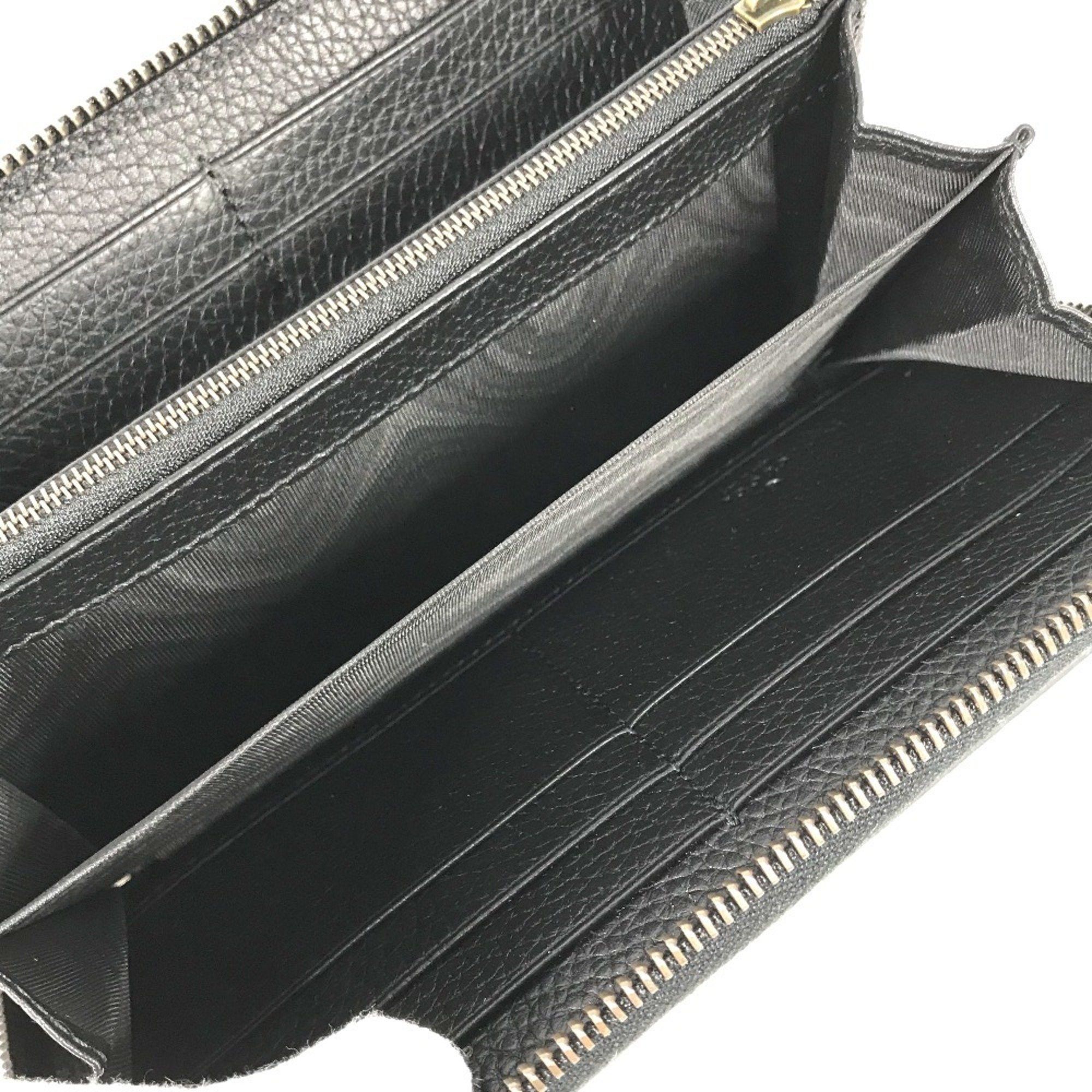Gucci GUCCI 739499 GG Marmont Bamboo Round Zip Long Wallet in Leather, Navy Size ONE SIZE - 14 Thumbnail