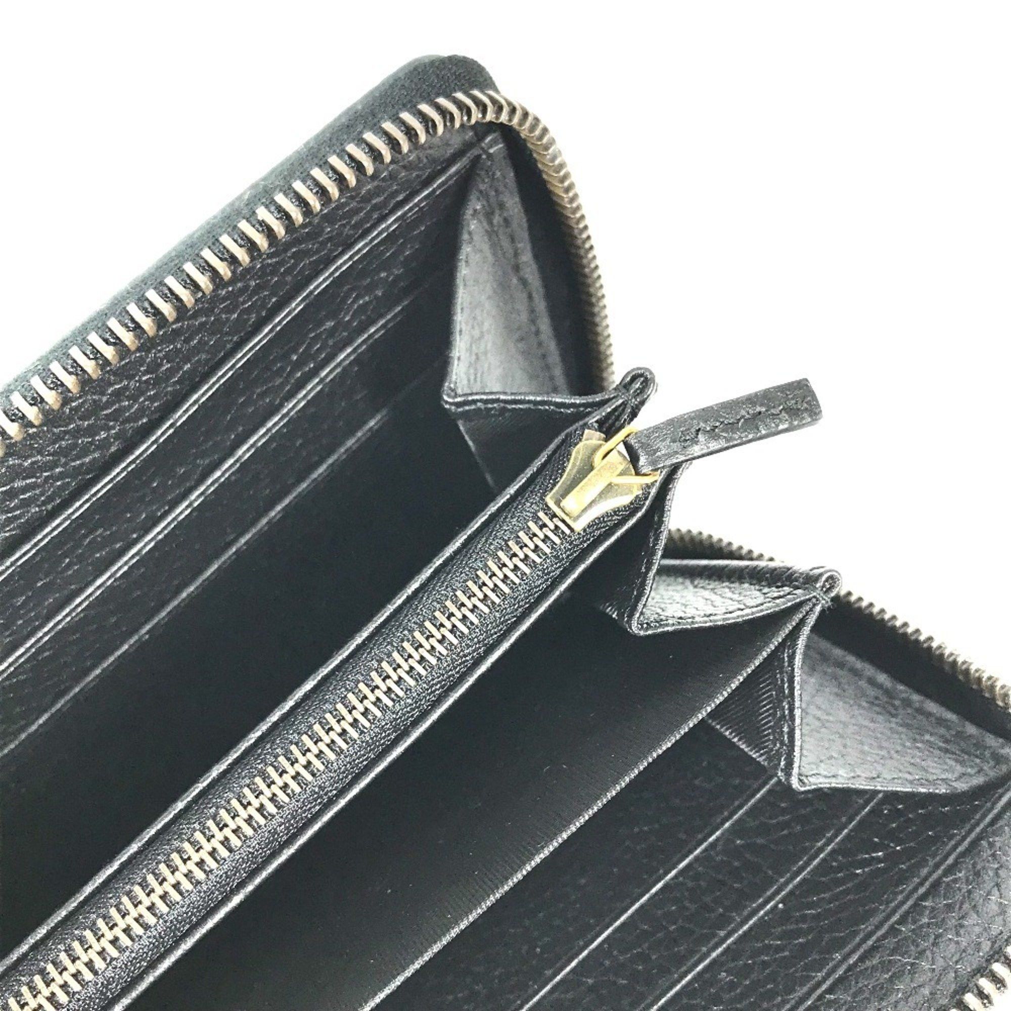 Gucci GUCCI 739499 GG Marmont Bamboo Round Zip Long Wallet in Leather, Navy Size ONE SIZE - 11 Thumbnail