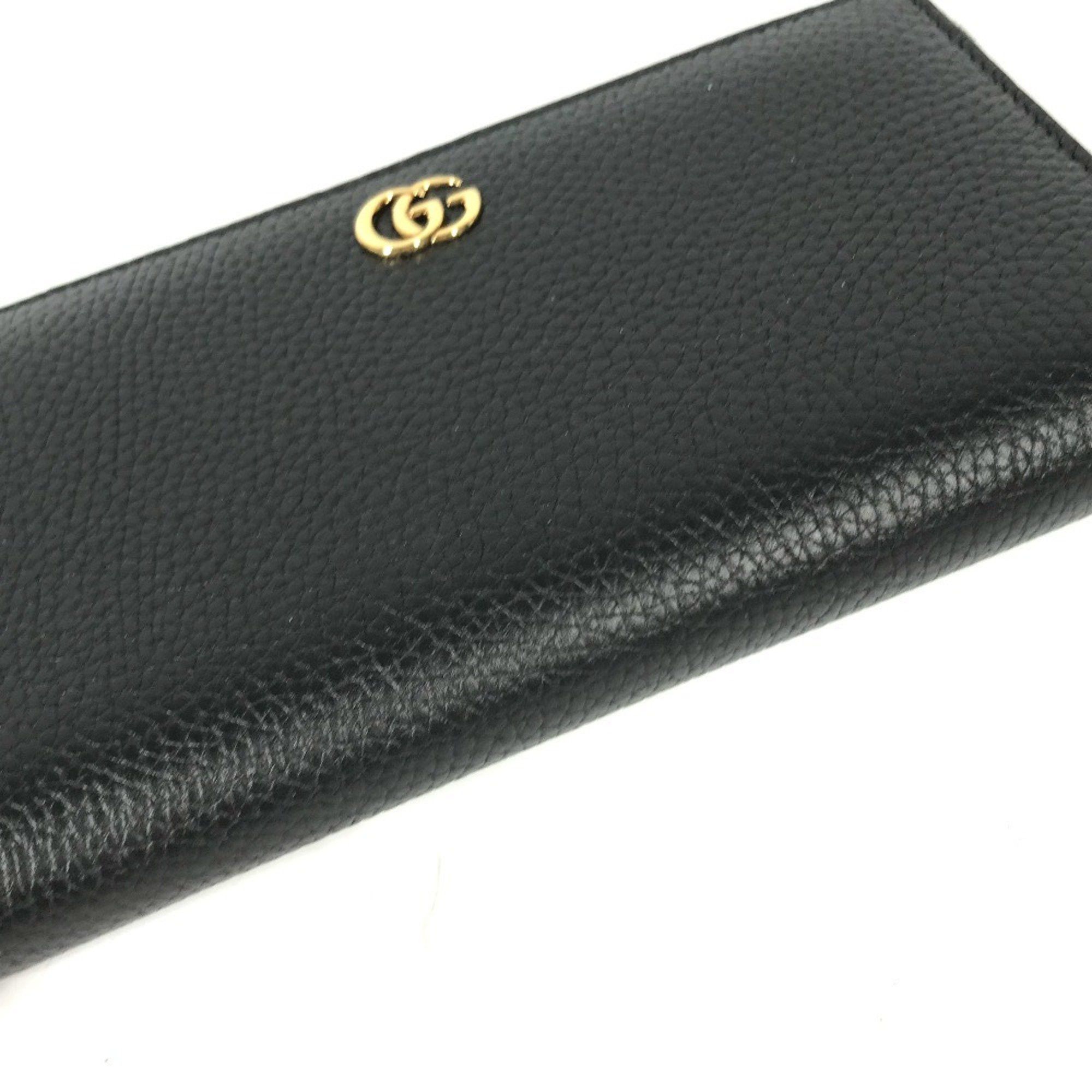 Gucci GUCCI 739499 GG Marmont Bamboo Round Zip Long Wallet in Leather, Navy Size ONE SIZE - 3 Thumbnail