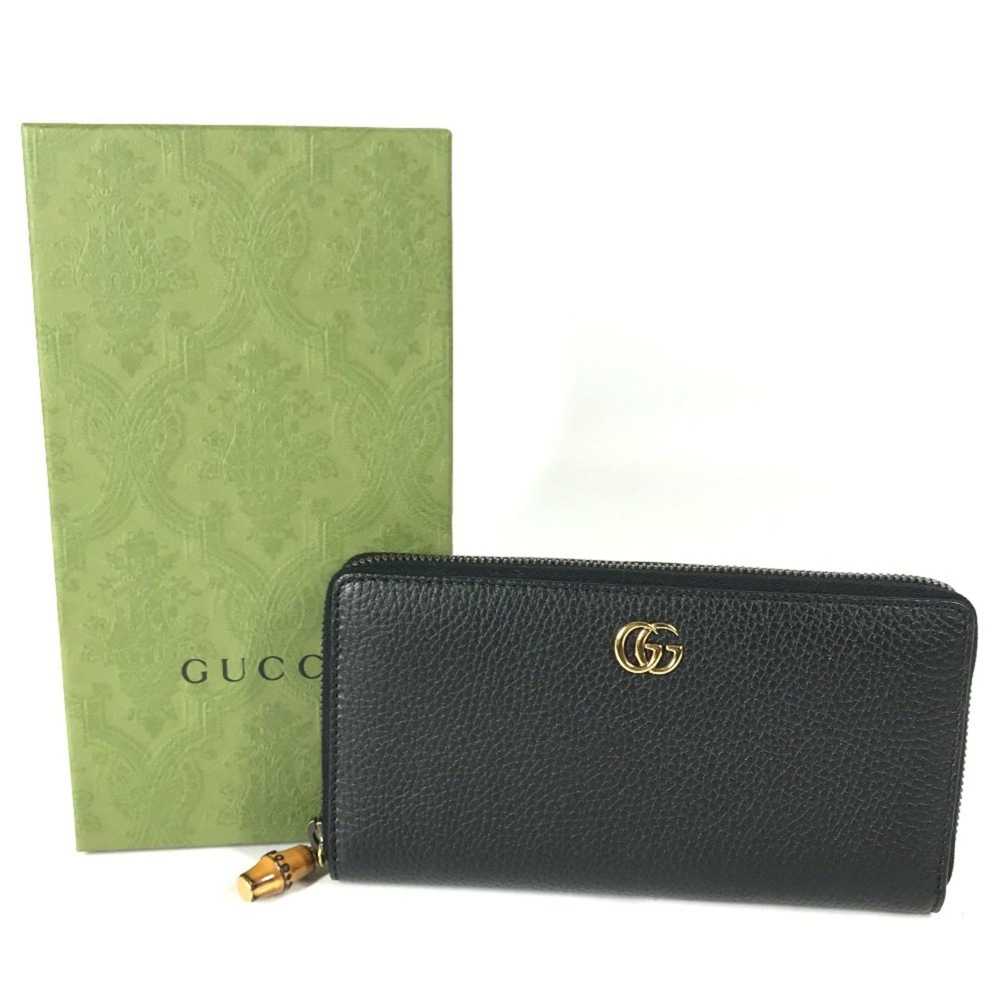 Gucci GUCCI 739499 GG Marmont Bamboo Round Zip Long Wallet in Leather, Navy Size ONE SIZE - 2 Thumbnail