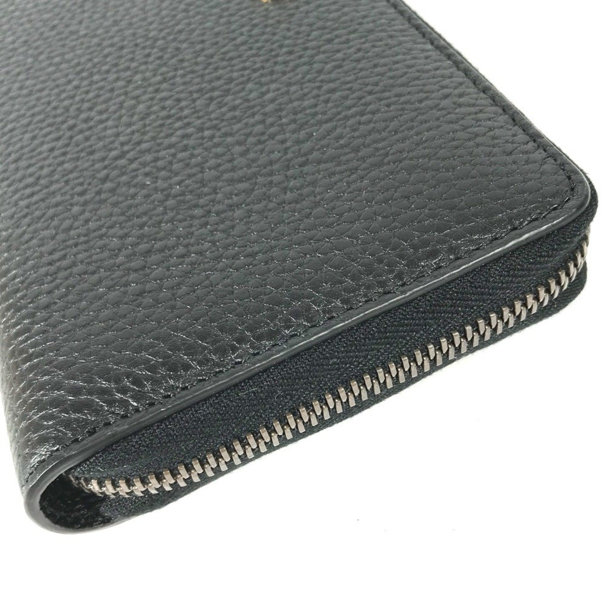 Gucci GUCCI 739499 GG Marmont Bamboo Round Zip Long Wallet in Leather, Navy Size ONE SIZE - 9 Thumbnail