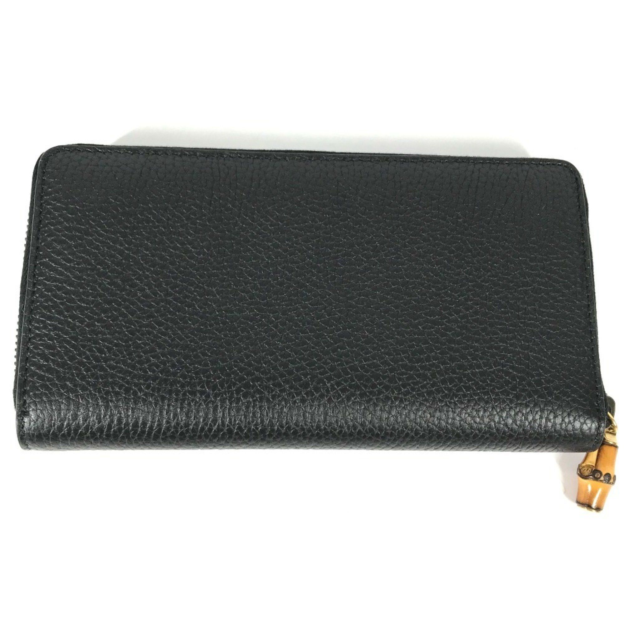 Gucci GUCCI 739499 GG Marmont Bamboo Round Zip Long Wallet in Leather, Navy Size ONE SIZE - 7 Thumbnail