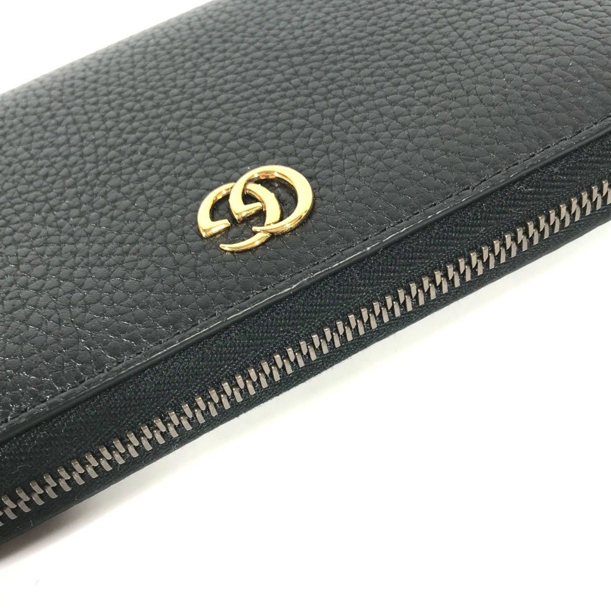 Gucci GUCCI 739499 GG Marmont Bamboo Round Zip Long Wallet in Leather, Navy Size ONE SIZE - 6 Thumbnail