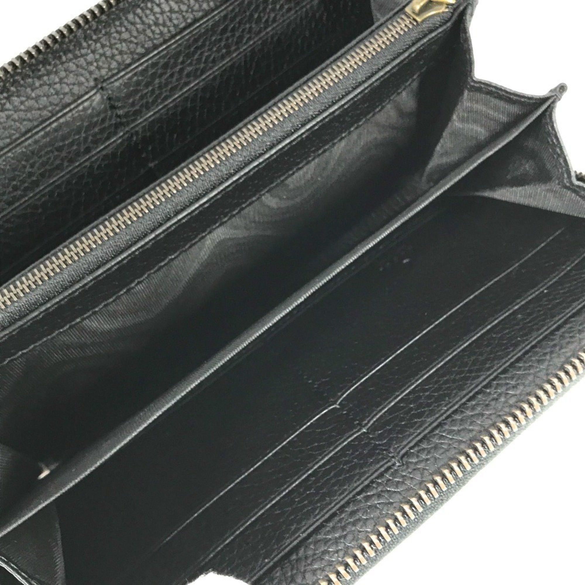 Gucci GUCCI 739499 GG Marmont Bamboo Round Zip Long Wallet in Leather, Navy Size ONE SIZE - 13 Thumbnail