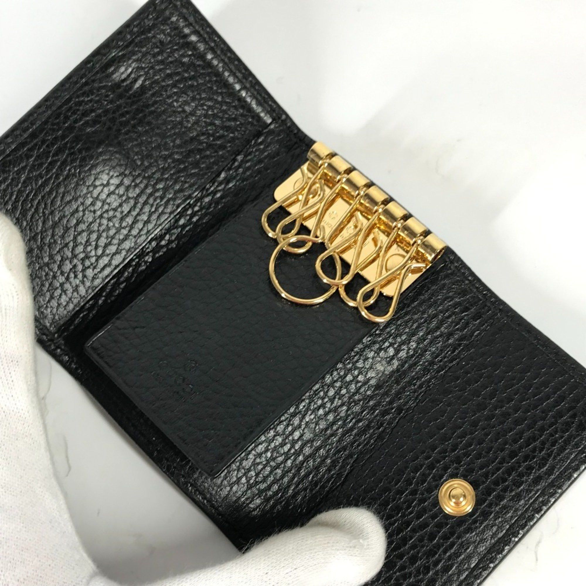 Gucci GUCCI GG Marmont 6-ring key case, black leather, for women, 456118 Size ONE SIZE - 5 Thumbnail