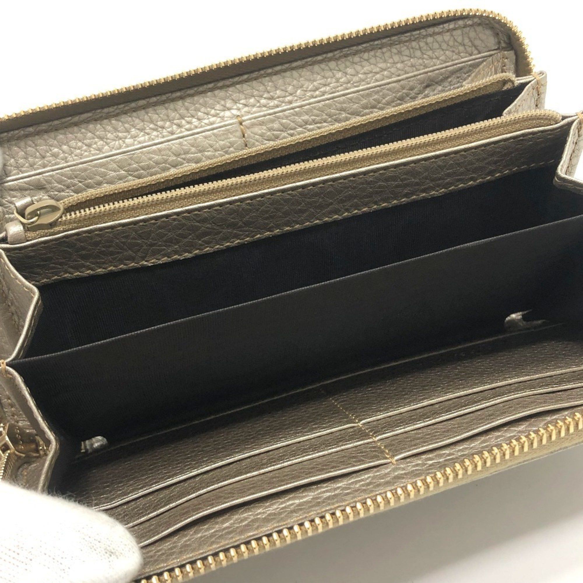 Gucci GUCCI 307984 Bamboo Continental Wallet, Round Zipper, Leather, Women's, Champagne Gold Size ONE SIZE - 7 Thumbnail