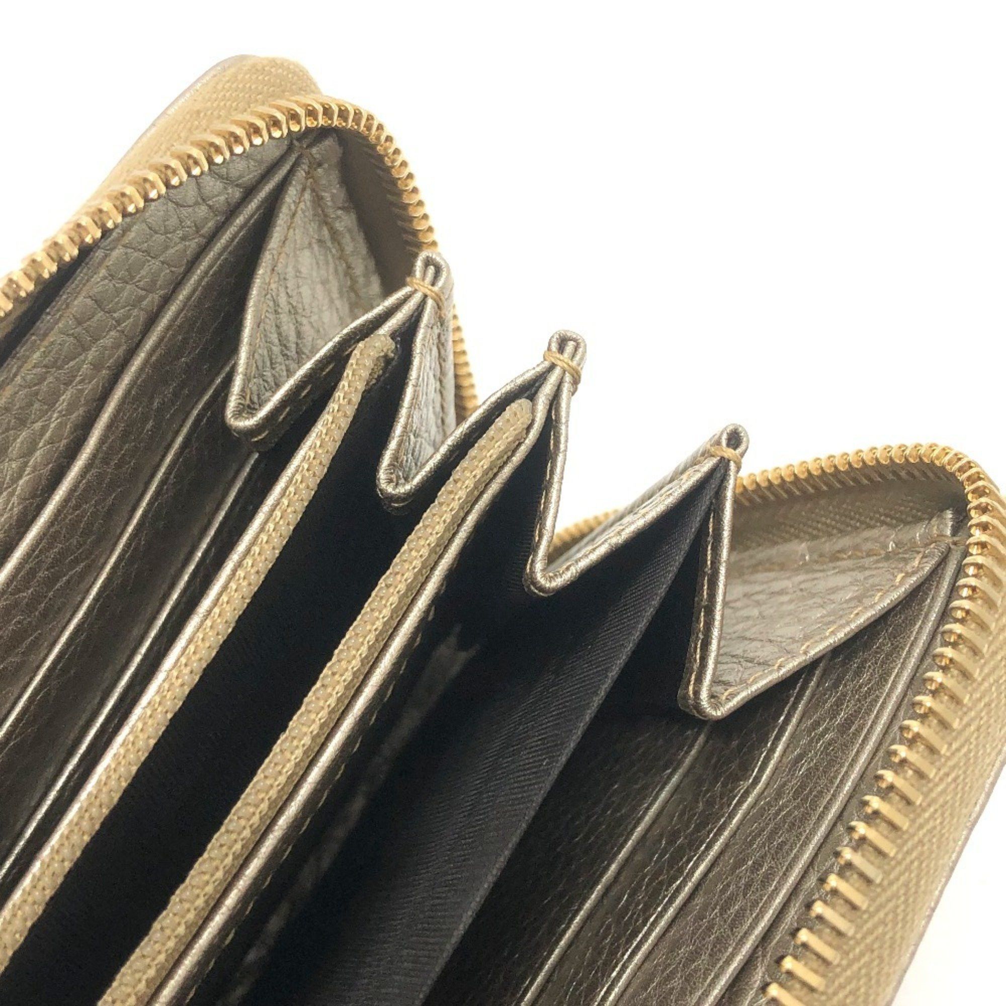 Gucci GUCCI 307984 Bamboo Continental Wallet, Round Zipper, Leather, Women's, Champagne Gold Size ONE SIZE - 11 Thumbnail