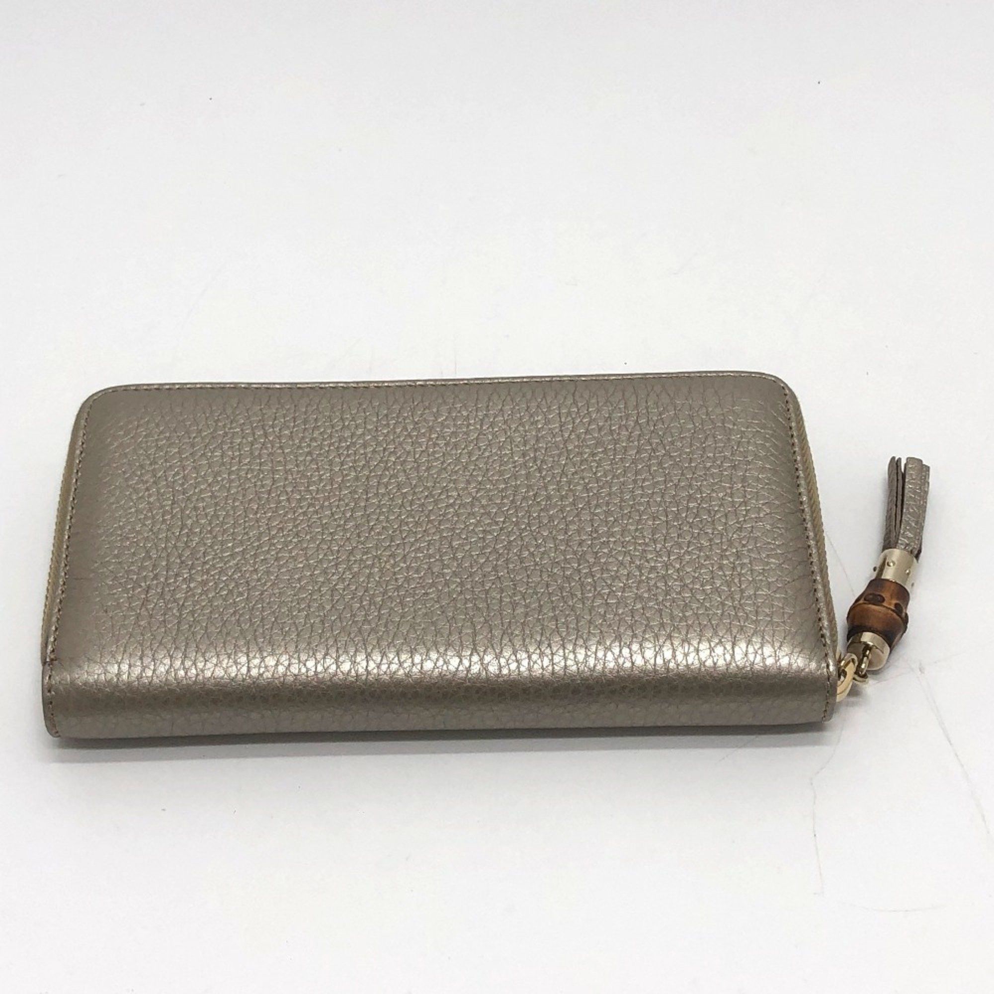Gucci GUCCI 307984 Bamboo Continental Wallet, Round Zipper, Leather, Women's, Champagne Gold Size ONE SIZE - 4 Thumbnail