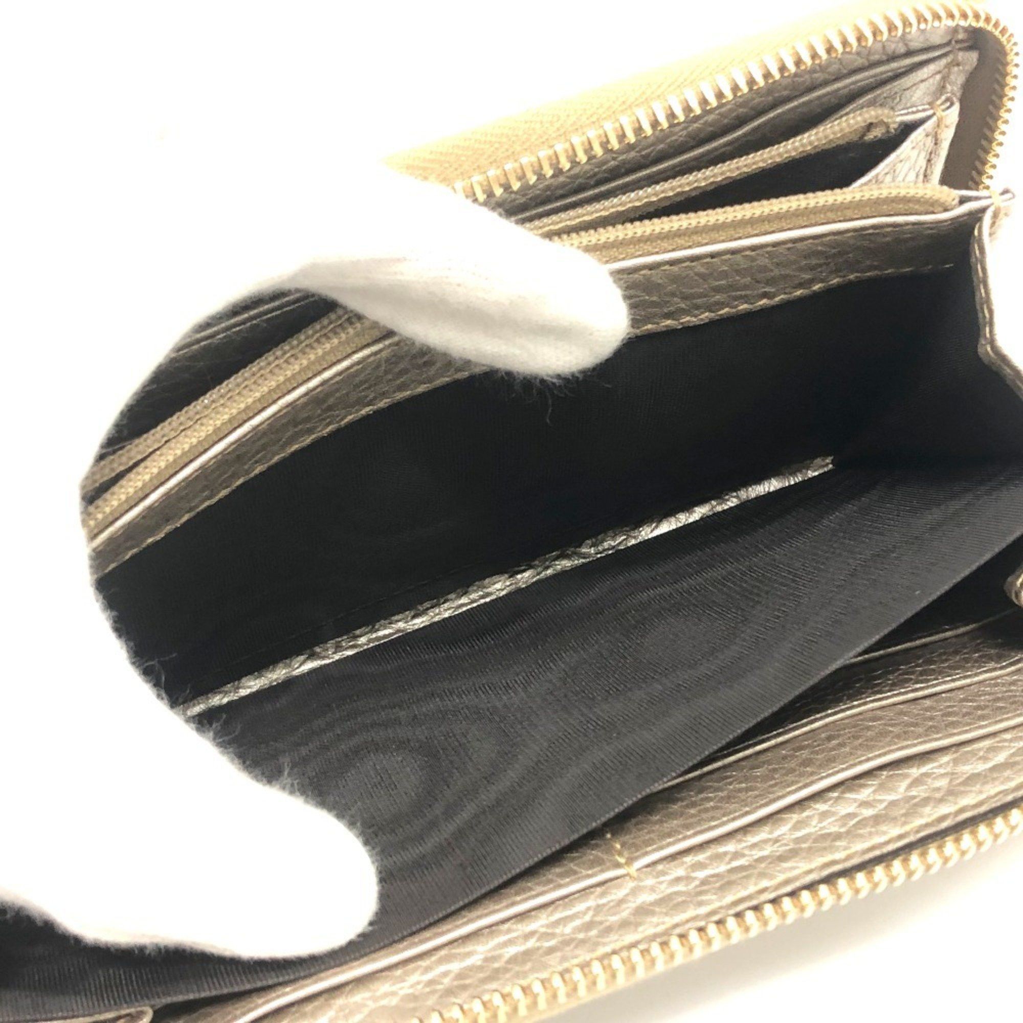 Gucci GUCCI 307984 Bamboo Continental Wallet, Round Zipper, Leather, Women's, Champagne Gold Size ONE SIZE - 10 Thumbnail
