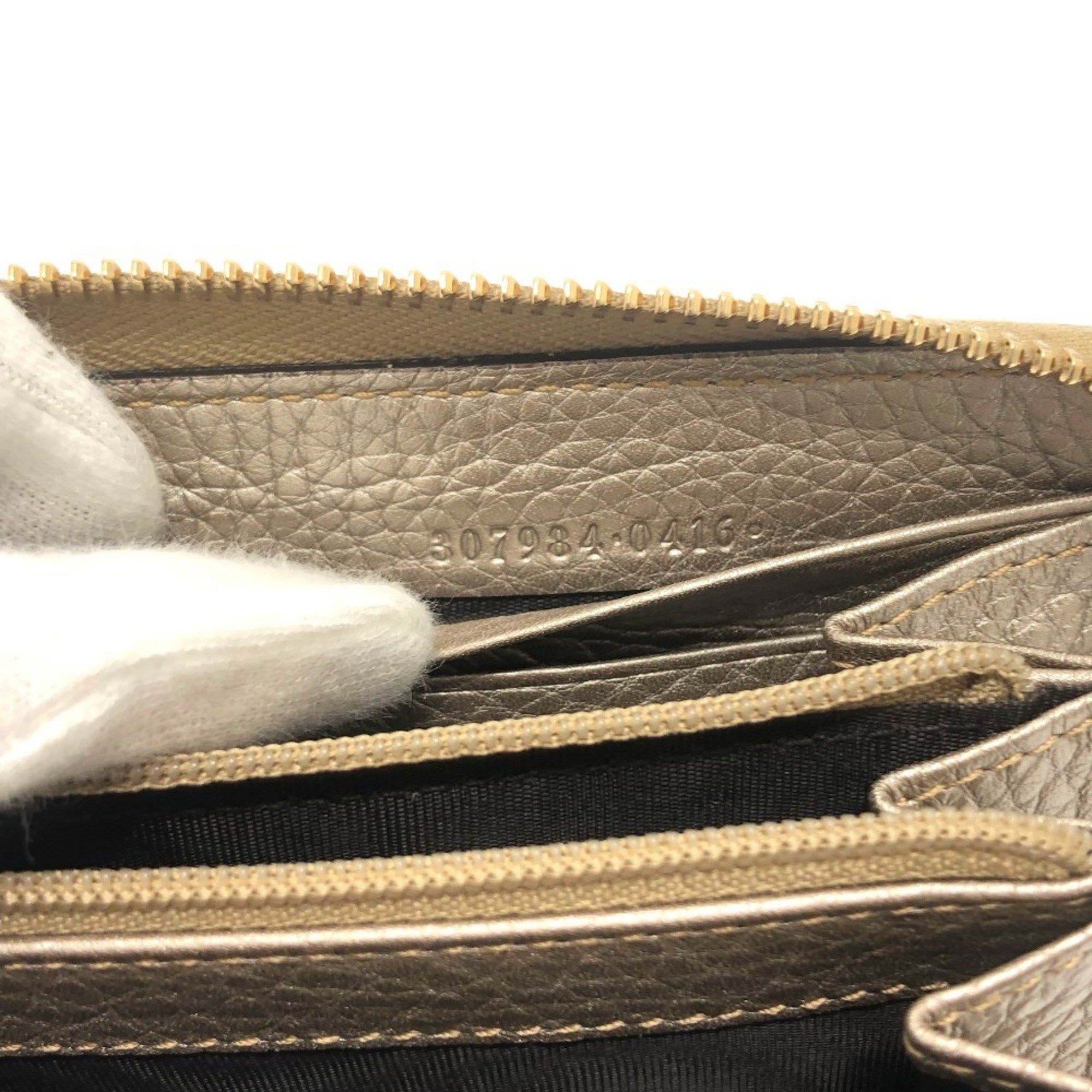 Gucci GUCCI 307984 Bamboo Continental Wallet, Round Zipper, Leather, Women's, Champagne Gold Size ONE SIZE - 12 Thumbnail