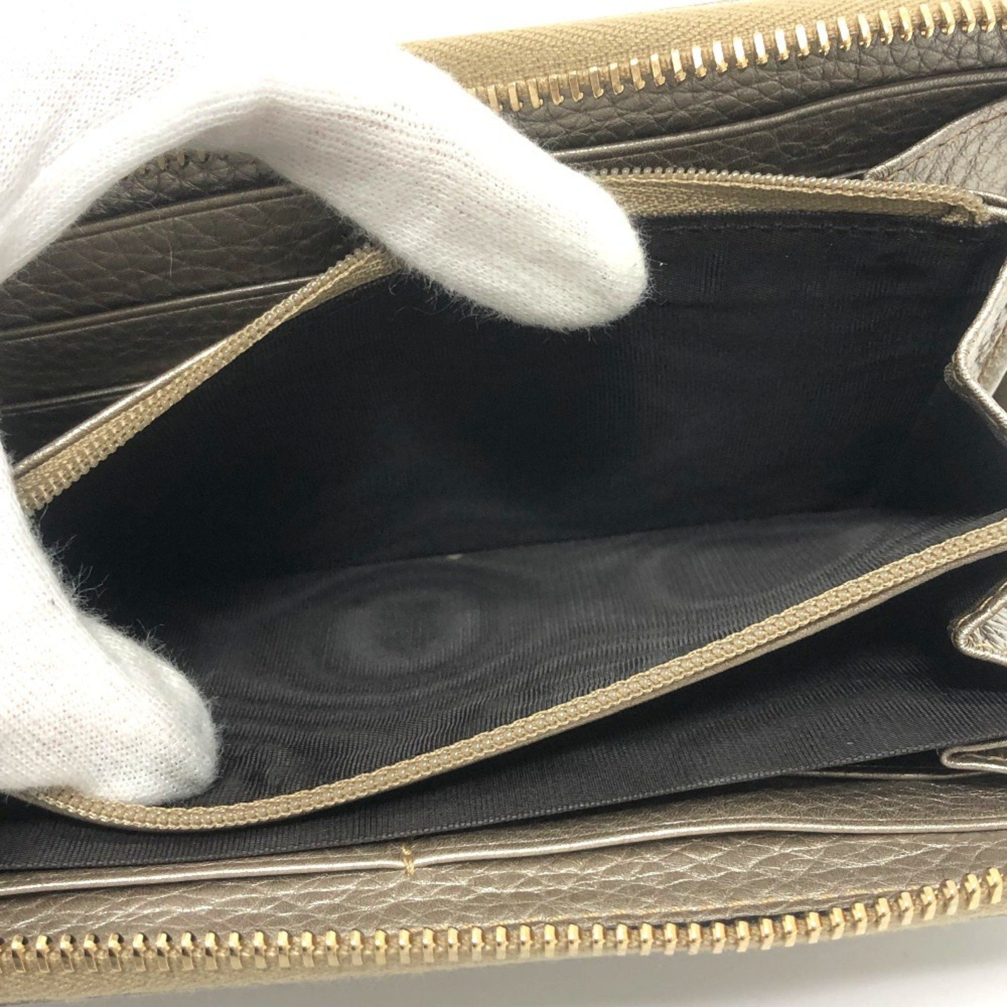 Gucci GUCCI 307984 Bamboo Continental Wallet, Round Zipper, Leather, Women's, Champagne Gold Size ONE SIZE - 9 Thumbnail