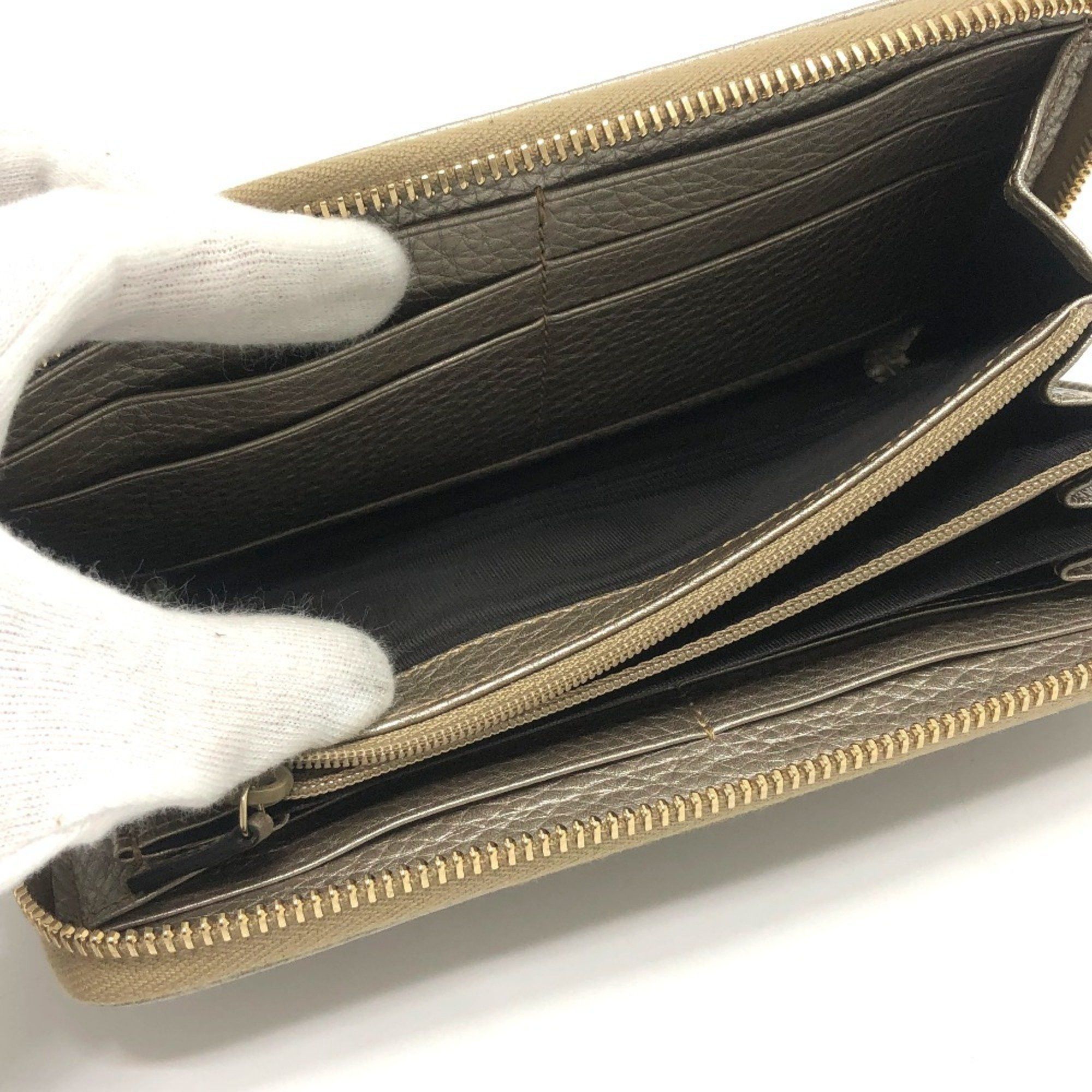 Gucci GUCCI 307984 Bamboo Continental Wallet, Round Zipper, Leather, Women's, Champagne Gold Size ONE SIZE - 8 Thumbnail