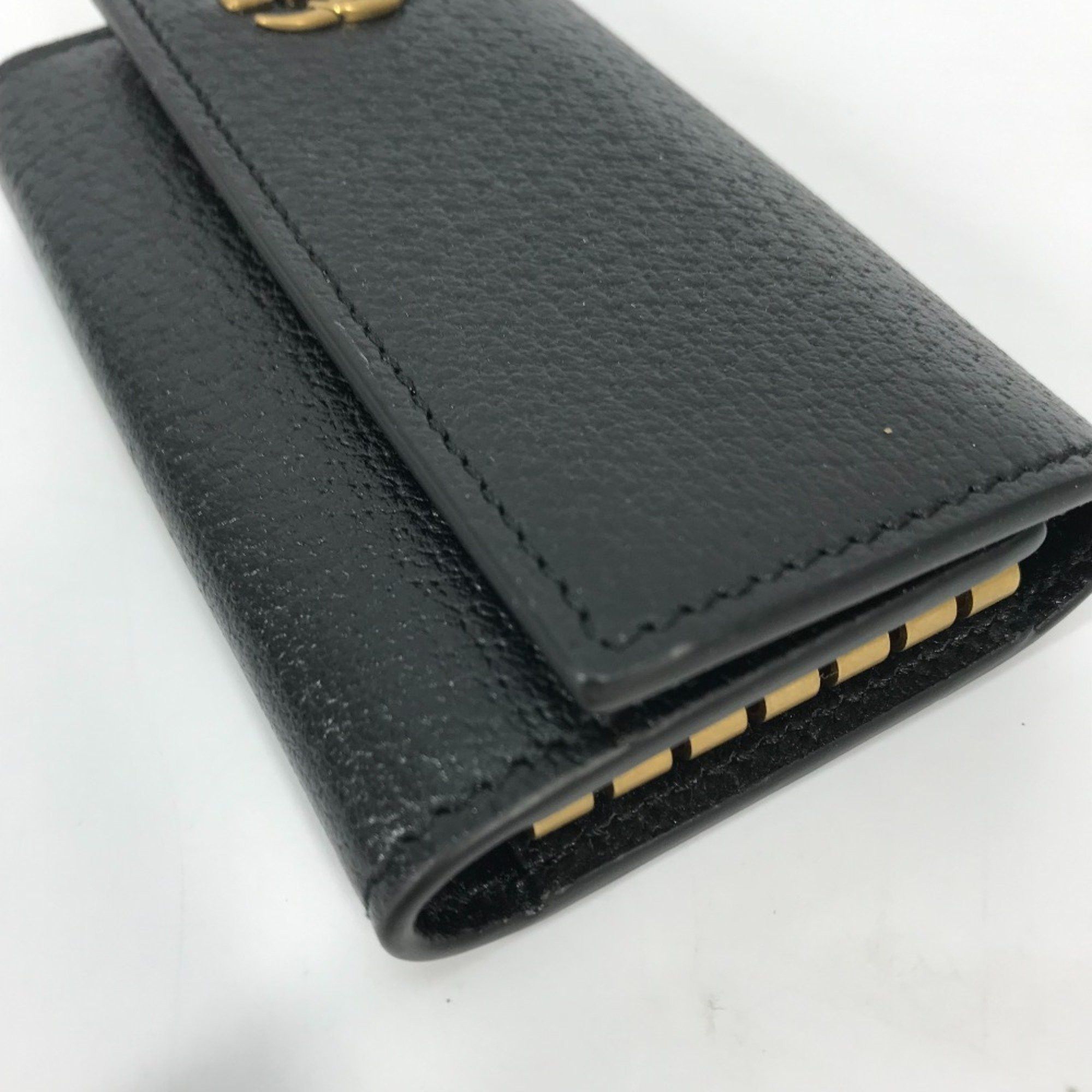 Gucci GUCCI 435305 GG Marmont 6-Key Leather Key Case with Ring, Black, Women's Size ONE SIZE - 5 Thumbnail