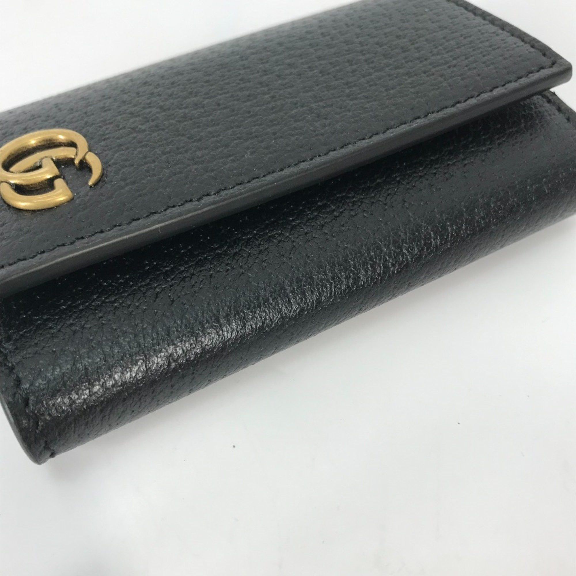 Gucci GUCCI 435305 GG Marmont 6-Key Leather Key Case with Ring, Black, Women's Size ONE SIZE - 4 Thumbnail