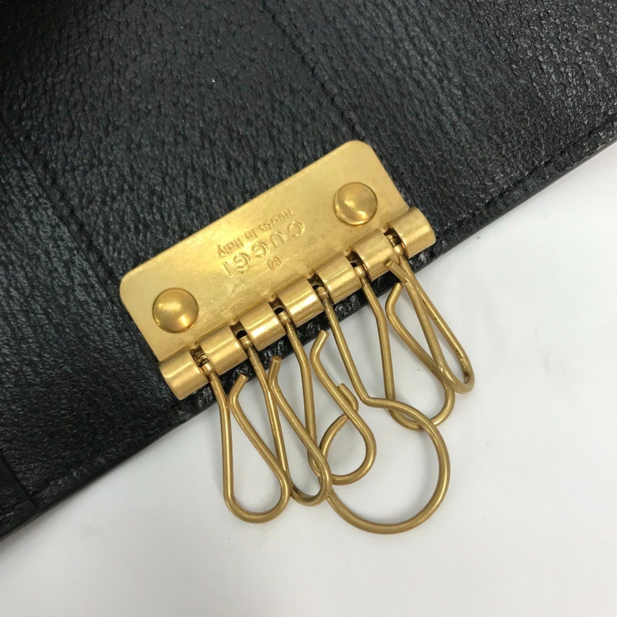 Gucci GUCCI 435305 GG Marmont 6-Key Leather Key Case with Ring, Black, Women's Size ONE SIZE - 8 Thumbnail