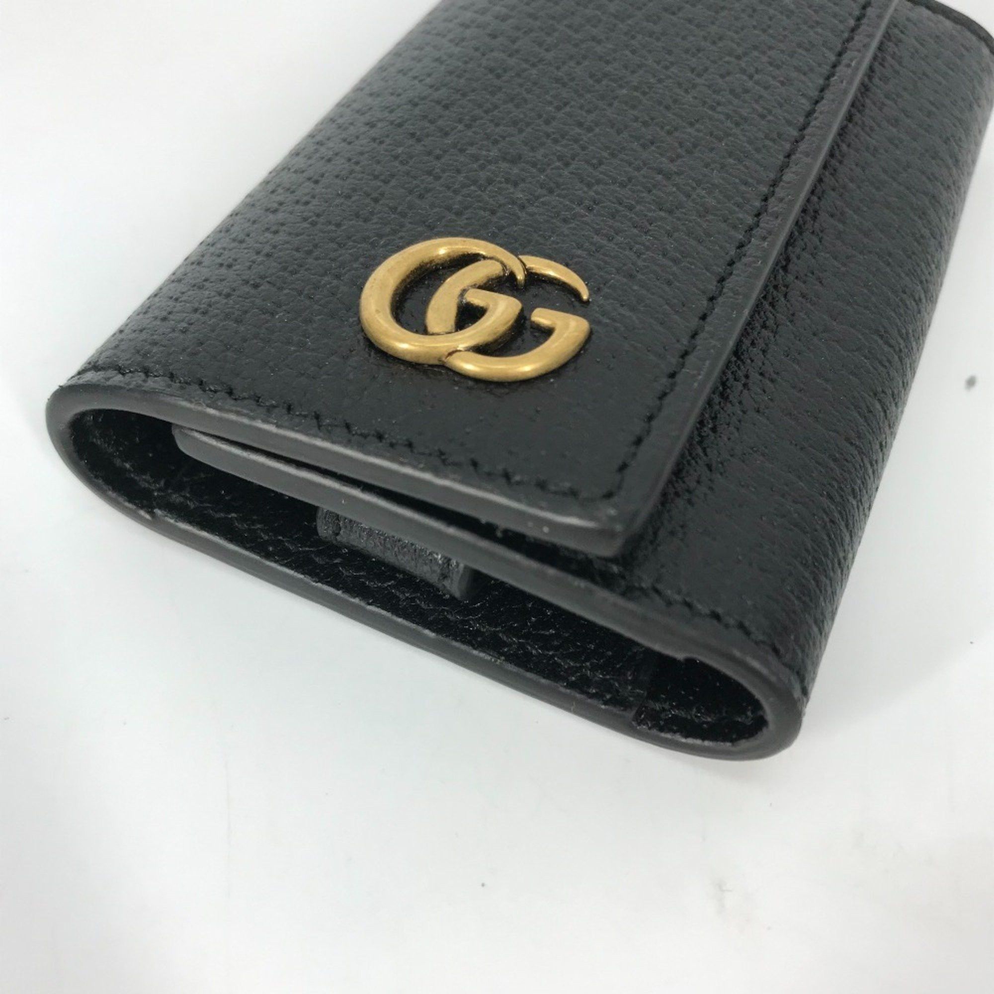 Gucci GUCCI 435305 GG Marmont 6-Key Leather Key Case with Ring, Black, Women's Size ONE SIZE - 3 Thumbnail