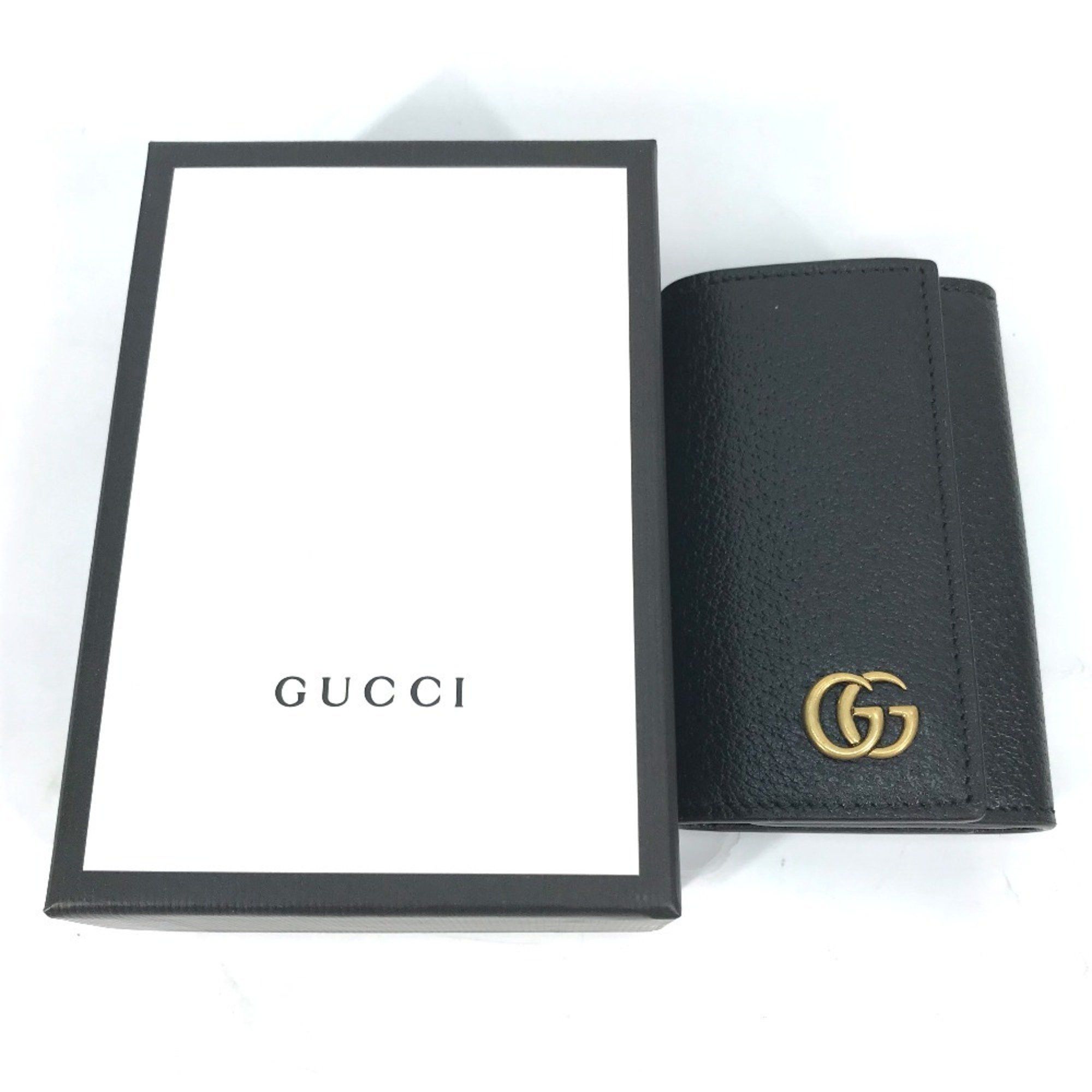 Gucci GUCCI 435305 GG Marmont 6-Key Leather Key Case with Ring, Black, Women's Size ONE SIZE - 2 Thumbnail