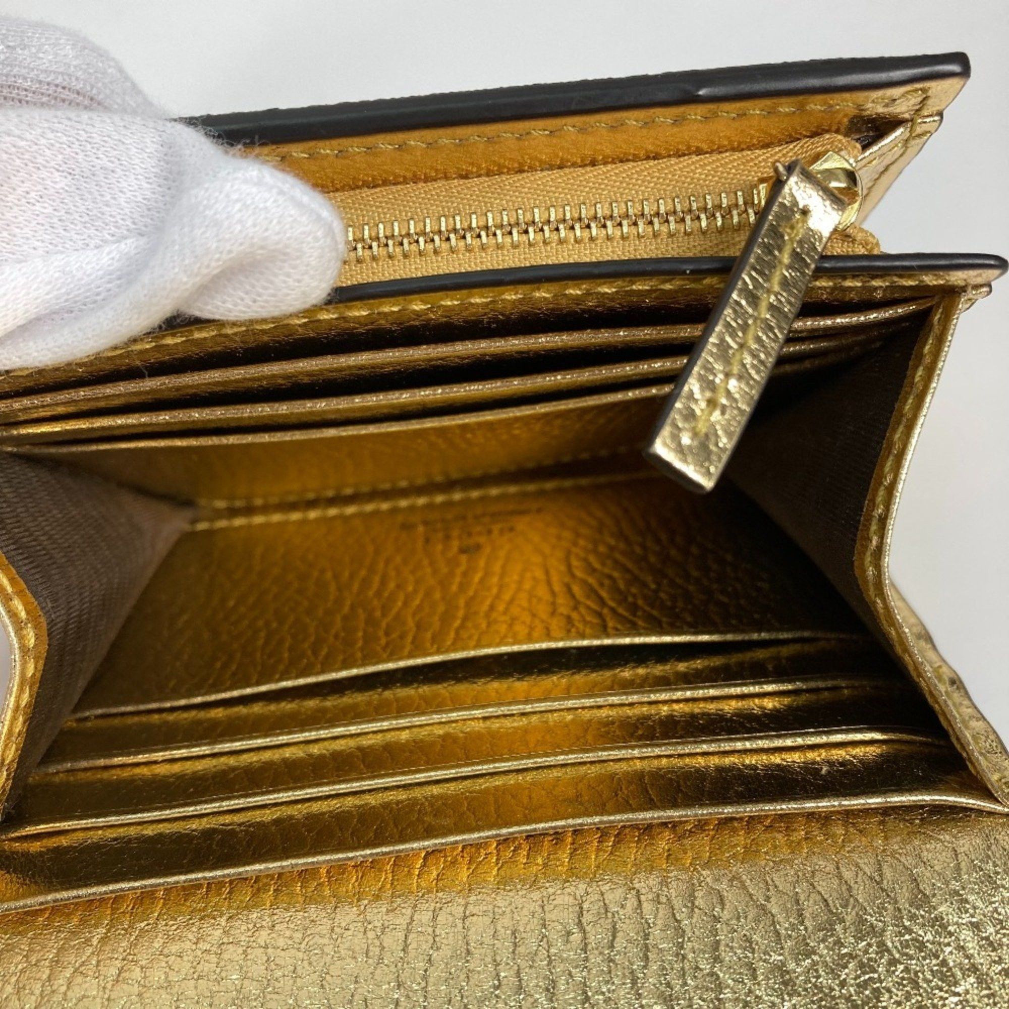 Gucci GUCCI 598587 Compact Wallet GG Marmont Bifold Leather Women's Gold Size ONE SIZE - 11 Thumbnail