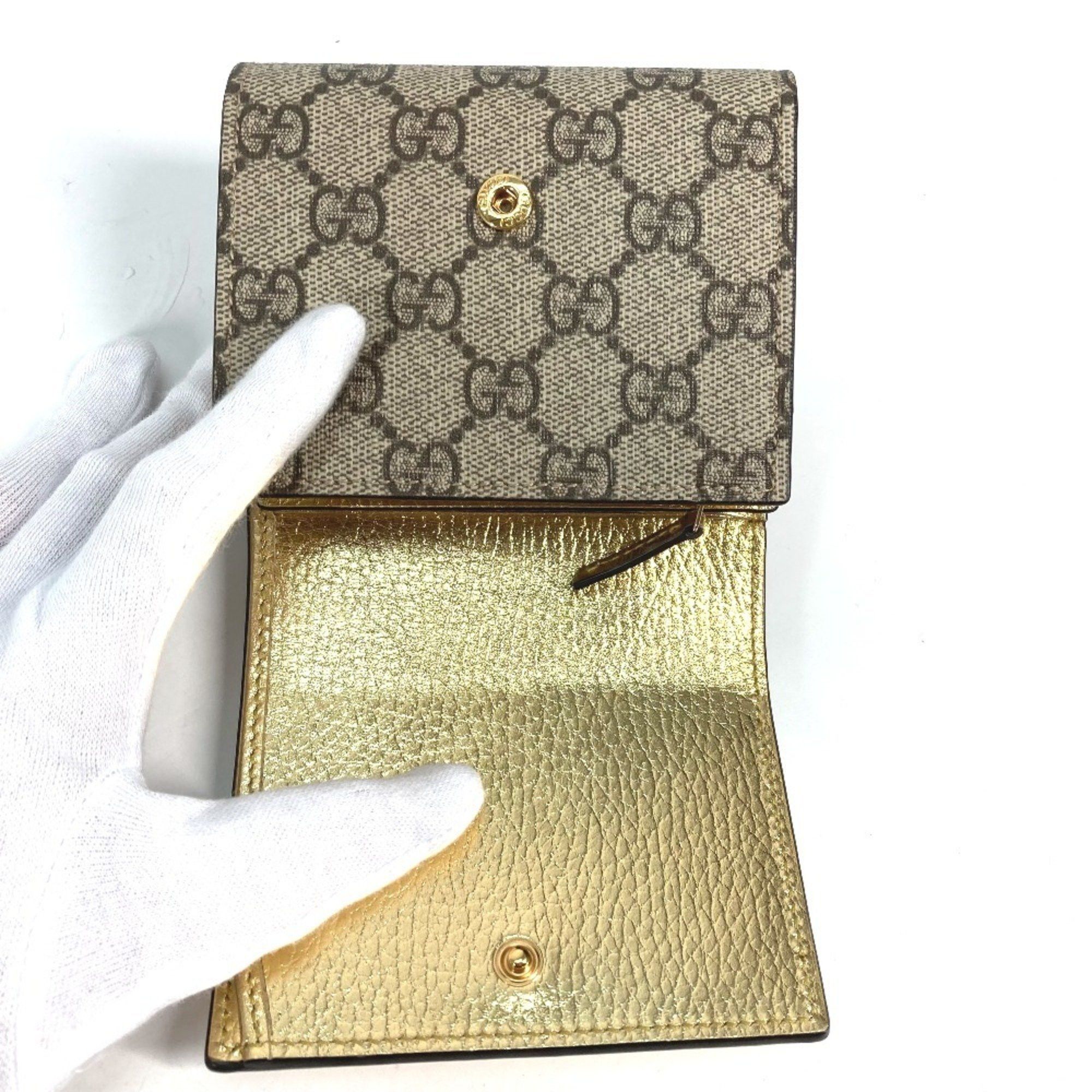 Gucci GUCCI 598587 Compact Wallet GG Marmont Bifold Leather Women's Gold Size ONE SIZE - 9 Thumbnail
