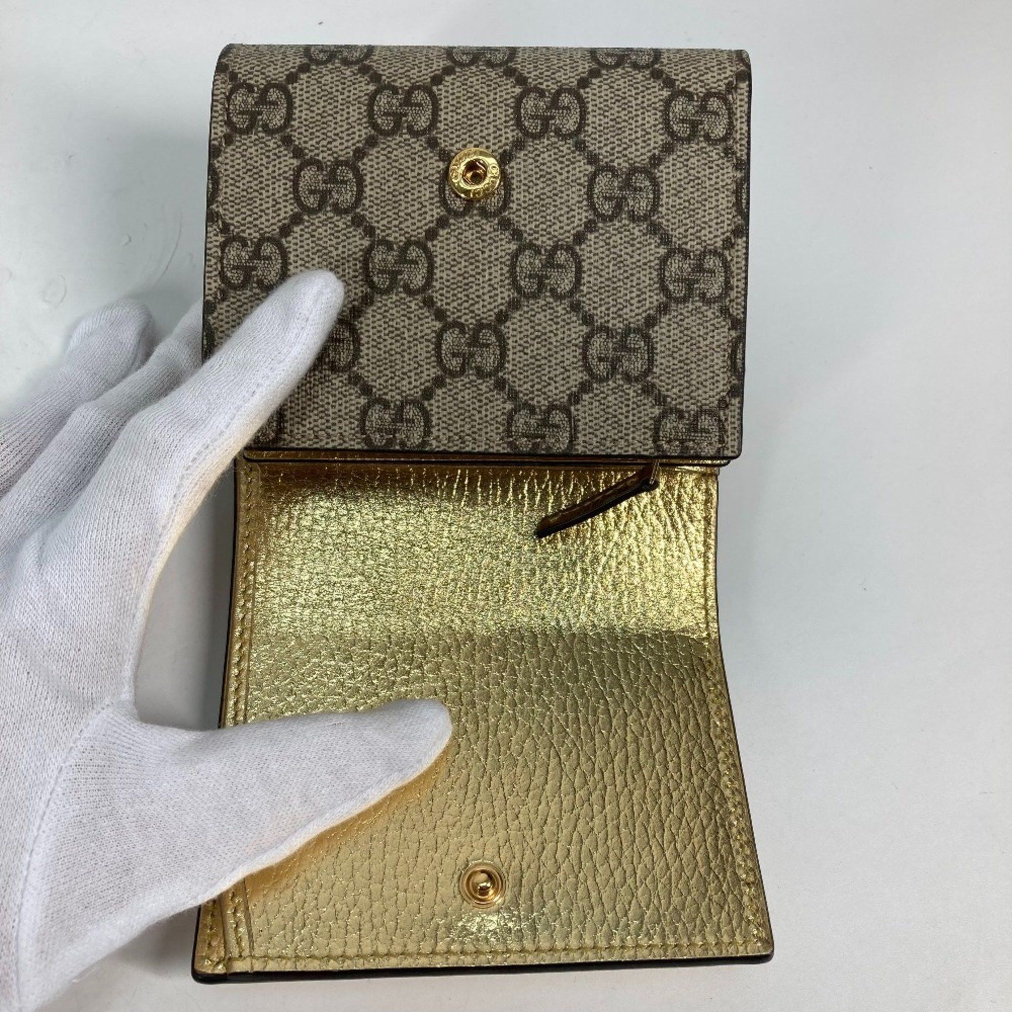 Gucci GUCCI 598587 Compact Wallet GG Marmont Bifold Leather Women's Gold Size ONE SIZE - 10 Thumbnail