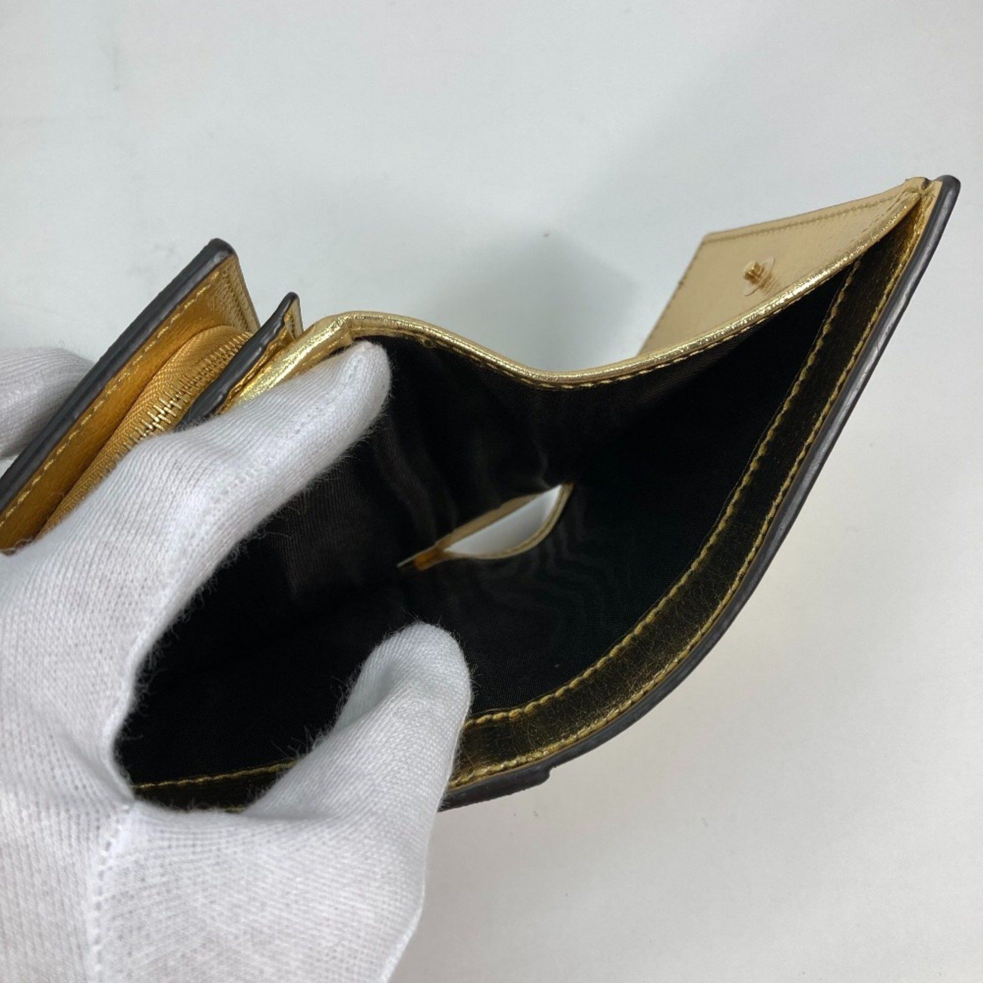 Gucci GUCCI 598587 Compact Wallet GG Marmont Bifold Leather Women's Gold Size ONE SIZE - 13 Thumbnail