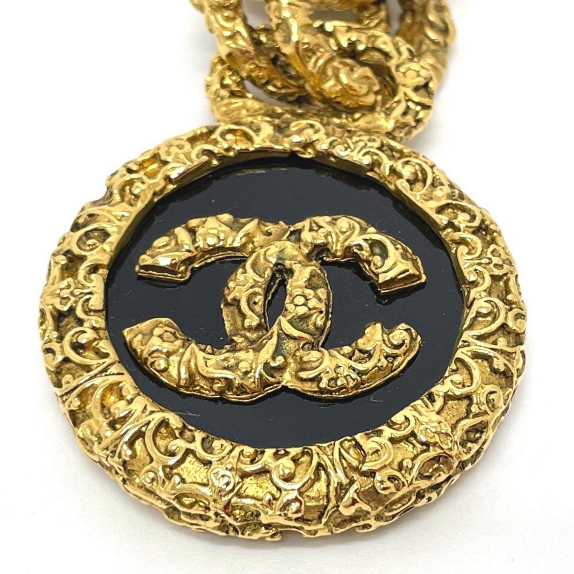 Chanel CHANEL Coco Mark Vintage Charm 03A Key Ring, Brass, Women's, Gold and Black Size ONE SIZE - 2 Thumbnail
