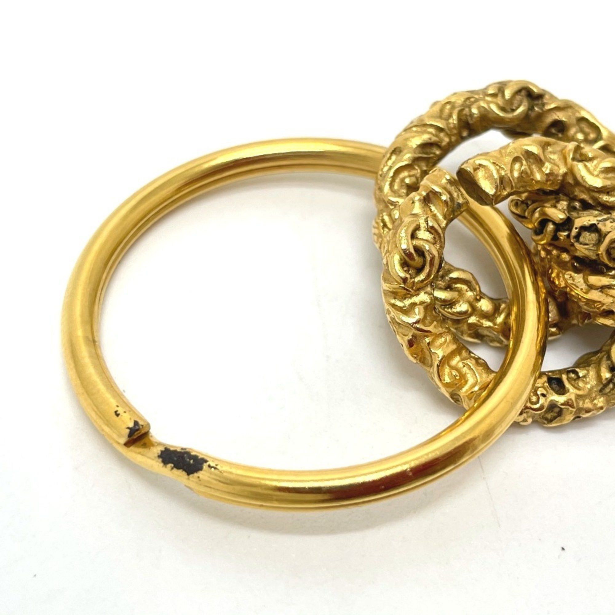 Chanel CHANEL Coco Mark Vintage Charm 03A Key Ring, Brass, Women's, Gold and Black Size ONE SIZE - 6 Thumbnail