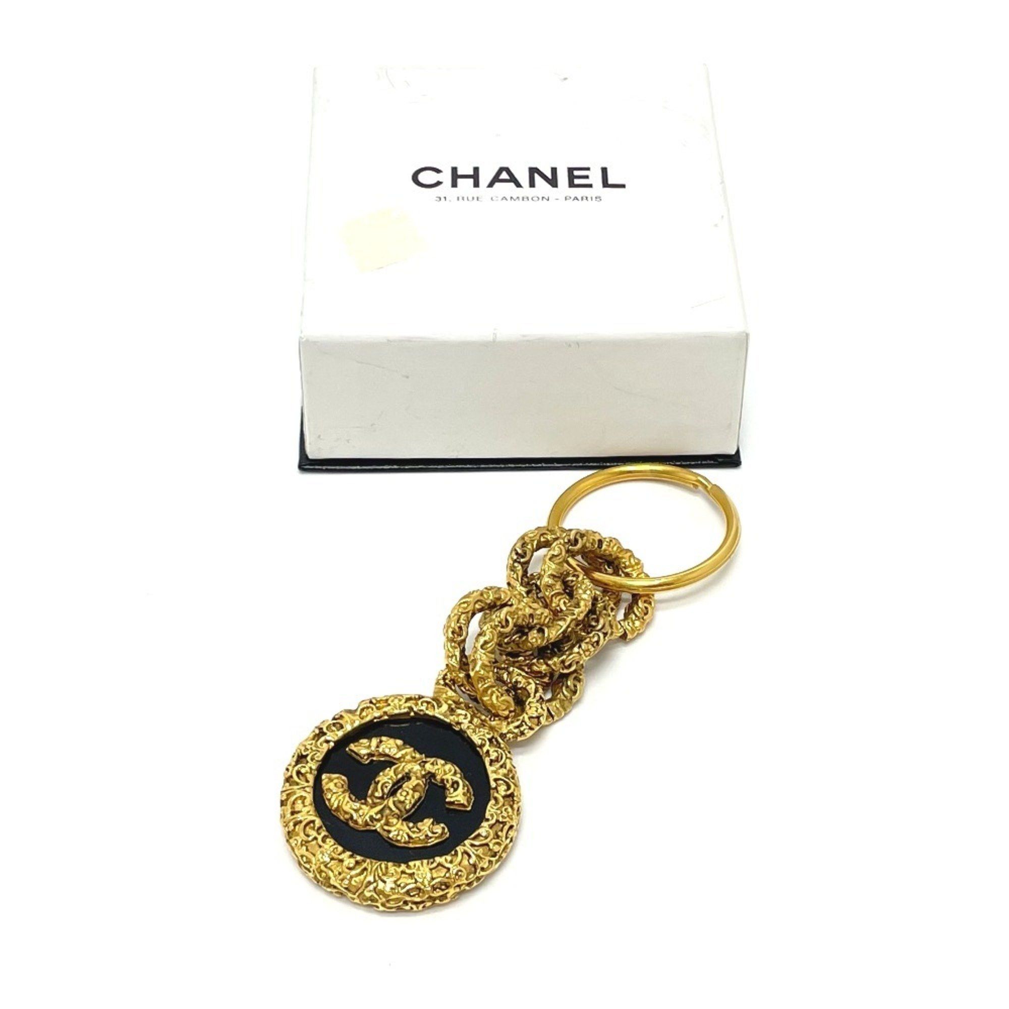 Chanel CHANEL Coco Mark Vintage Charm 03A Key Ring, Brass, Women's, Gold and Black Size ONE SIZE - 8 Thumbnail