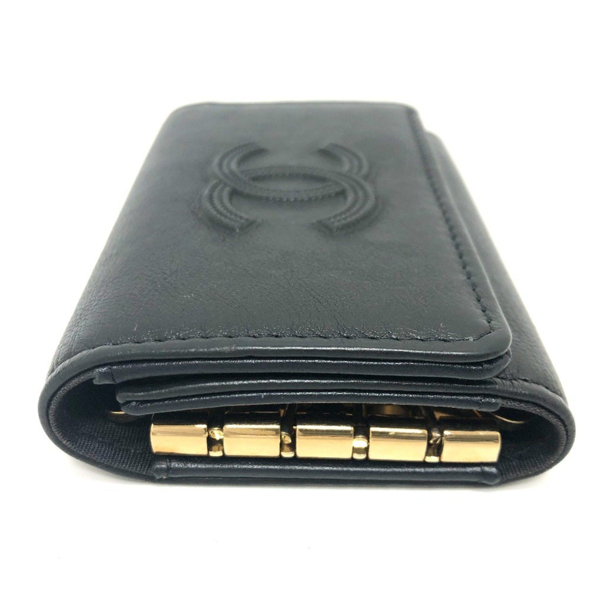 Chanel CHANEL Coco Mark 4-ring key case, leather, women's, black Size ONE SIZE - 3 Thumbnail