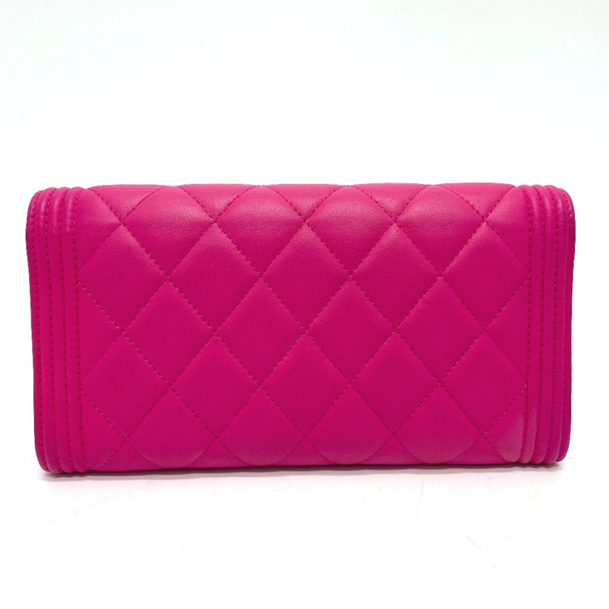 Chanel CHANEL A80286 Matelasse Boy Chanel Round Zip Long Wallet in Lambskin, Pink Size ONE SIZE - 2 Thumbnail
