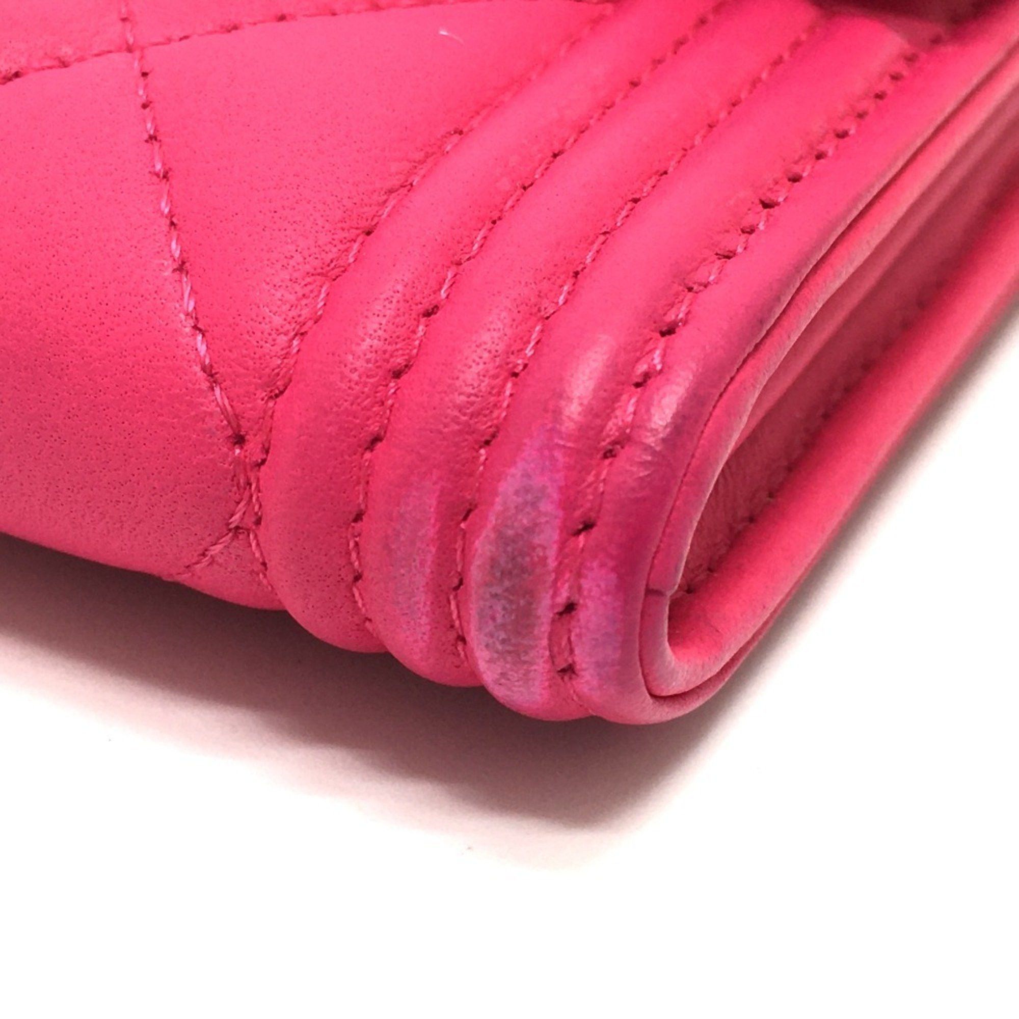 Chanel CHANEL A80286 Matelasse Boy Chanel Round Zip Long Wallet in Lambskin, Pink Size ONE SIZE - 8 Thumbnail