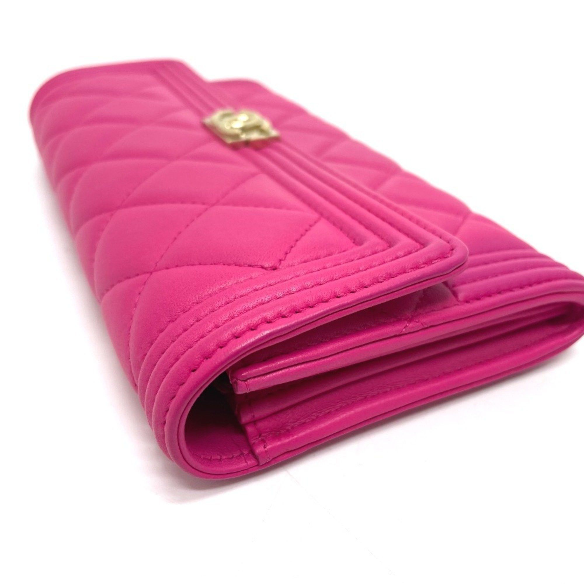 Chanel CHANEL A80286 Matelasse Boy Chanel Round Zip Long Wallet in Lambskin, Pink Size ONE SIZE - 3 Thumbnail